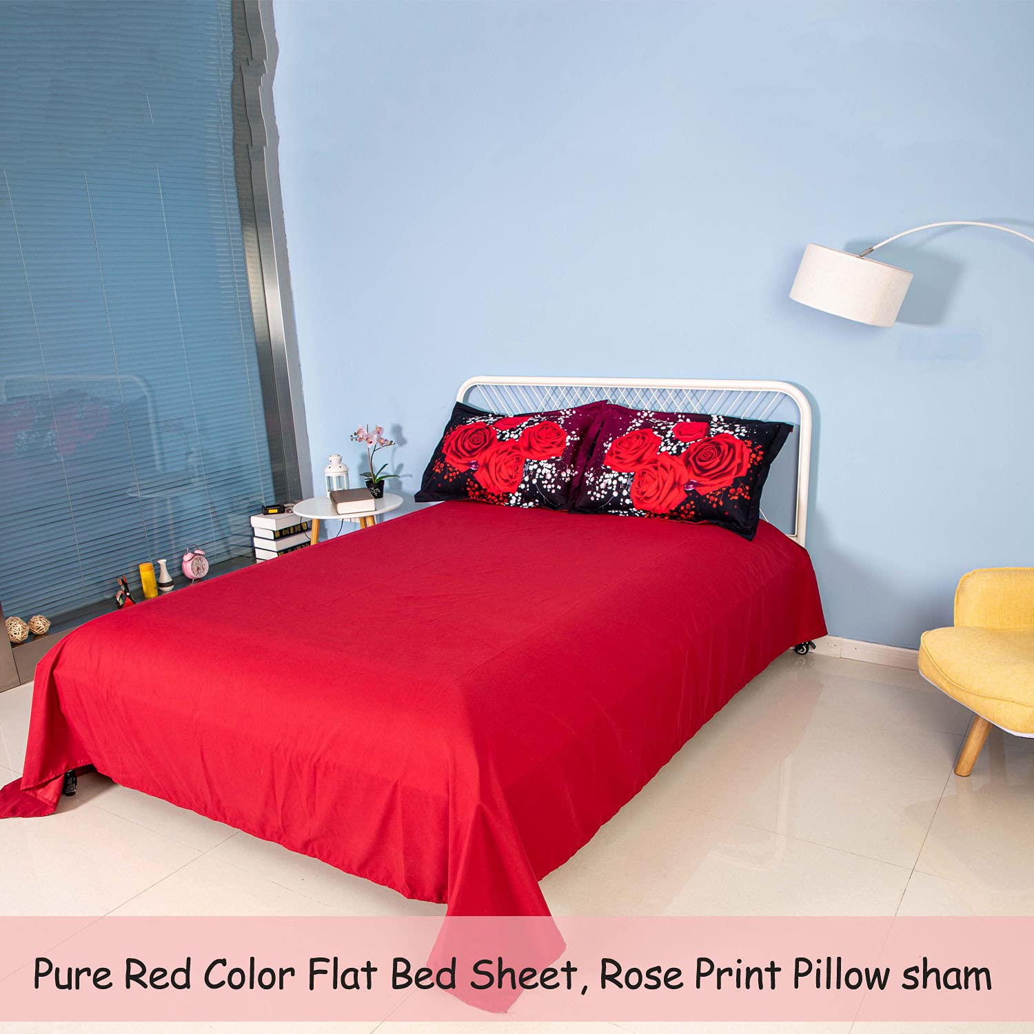 5-Piece 3D Rose Floral Duvet Cover Set King Size - Red Rose Wedding Bedding Includes 1 Duvet Cover, 1 Flat Sheet, 1 Fitted Sheet & 2 Pillow Shams - Luxury 3D Floral Bedspread for Romantic Bedroom Decor