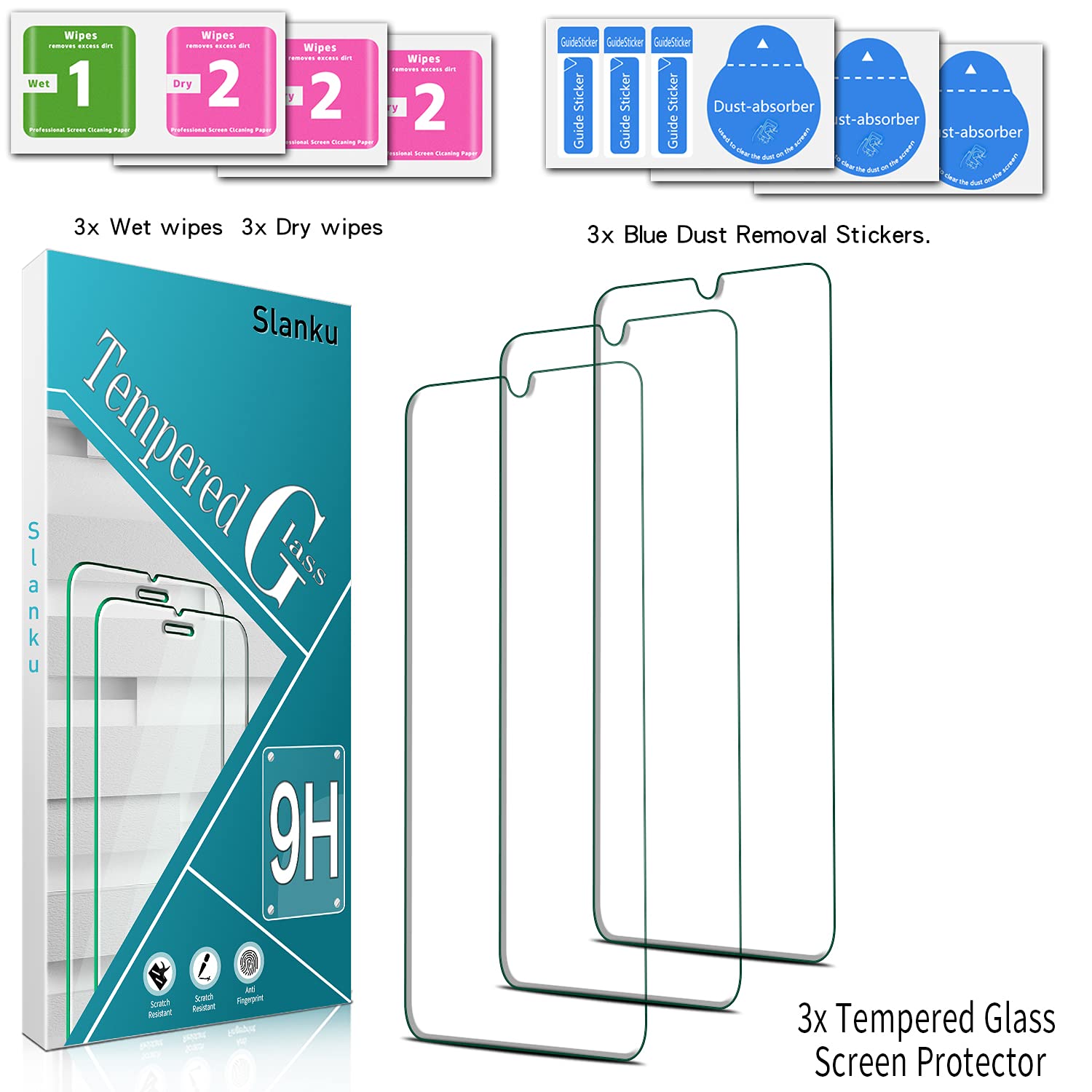 3 Pack Tempered Glass Screen Protector for LG K51 - 9H Hardness, Bubble-Free, Anti-Scratch, Case Friendly - Perfect for Everyday Protection & Shock Absorption