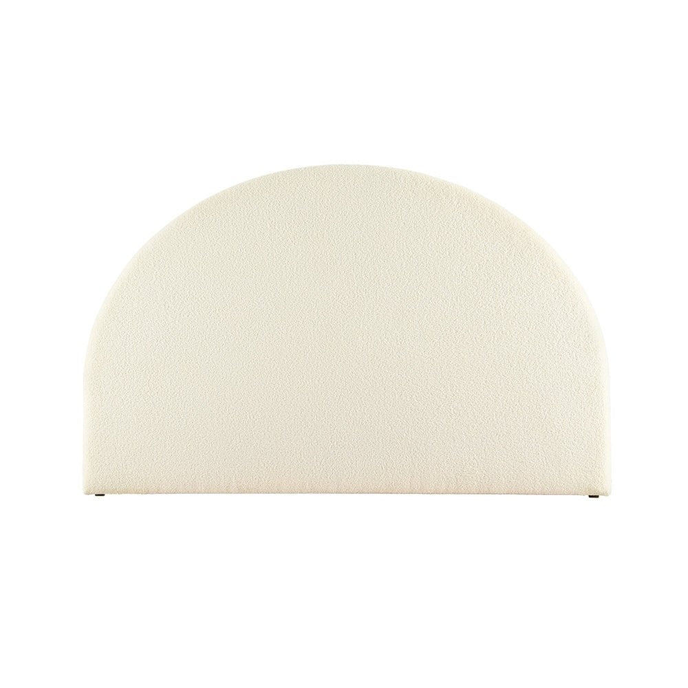 Bouclé Arched King Bed Headboard in White - Luxurious Upholstered Bed Frame for Master Bedroom & Modern Home Decor