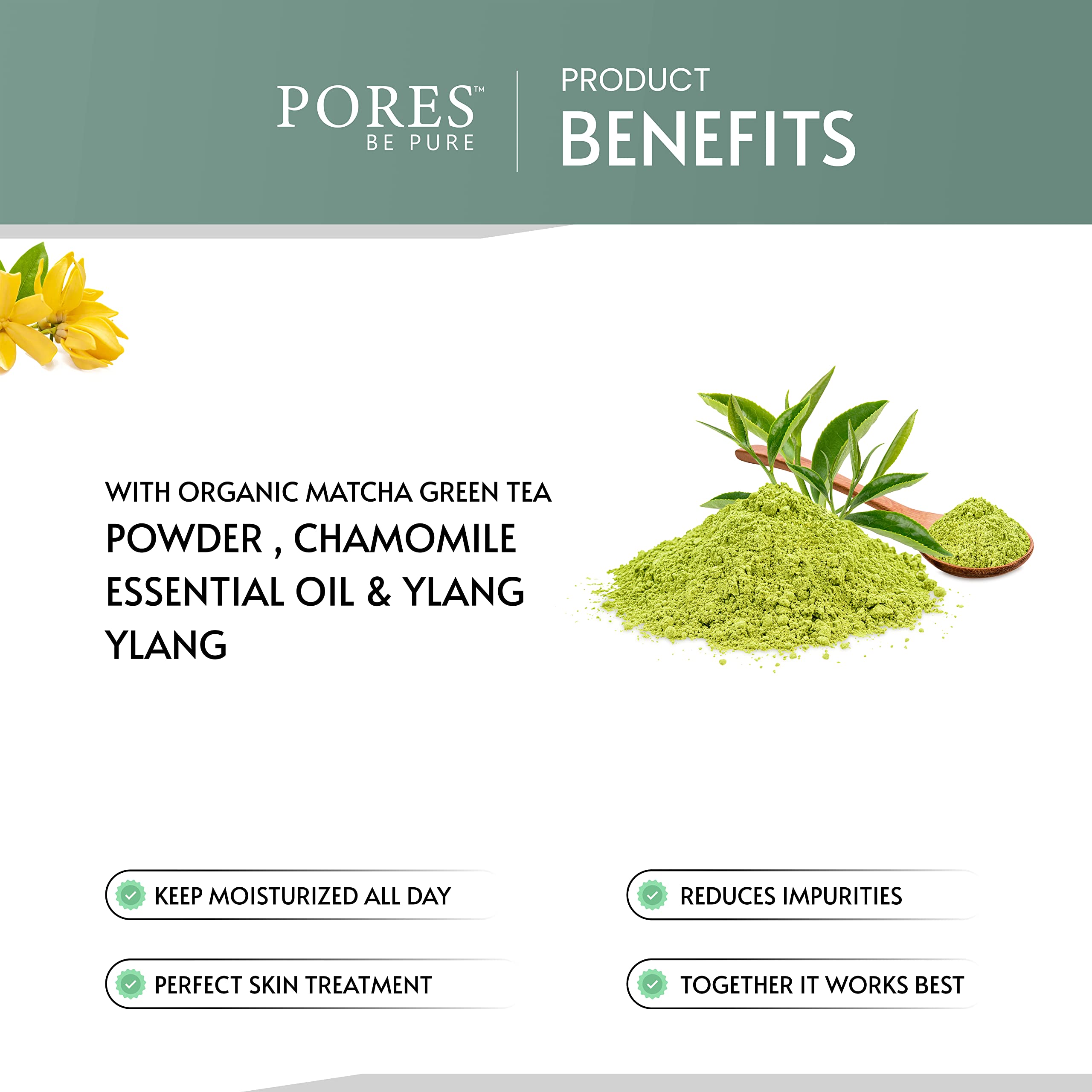 PORES Be Pure Green Tea Face Toner for Oily & Acne-Prone Skin | Alcohol-Free, Oil Control & Pore Minimizer | Gentle Exfoliating Toner for Clear Skin | Men & Women | 100mL | Perfect for Daily Skincare Routine & Post-Workout Refresh