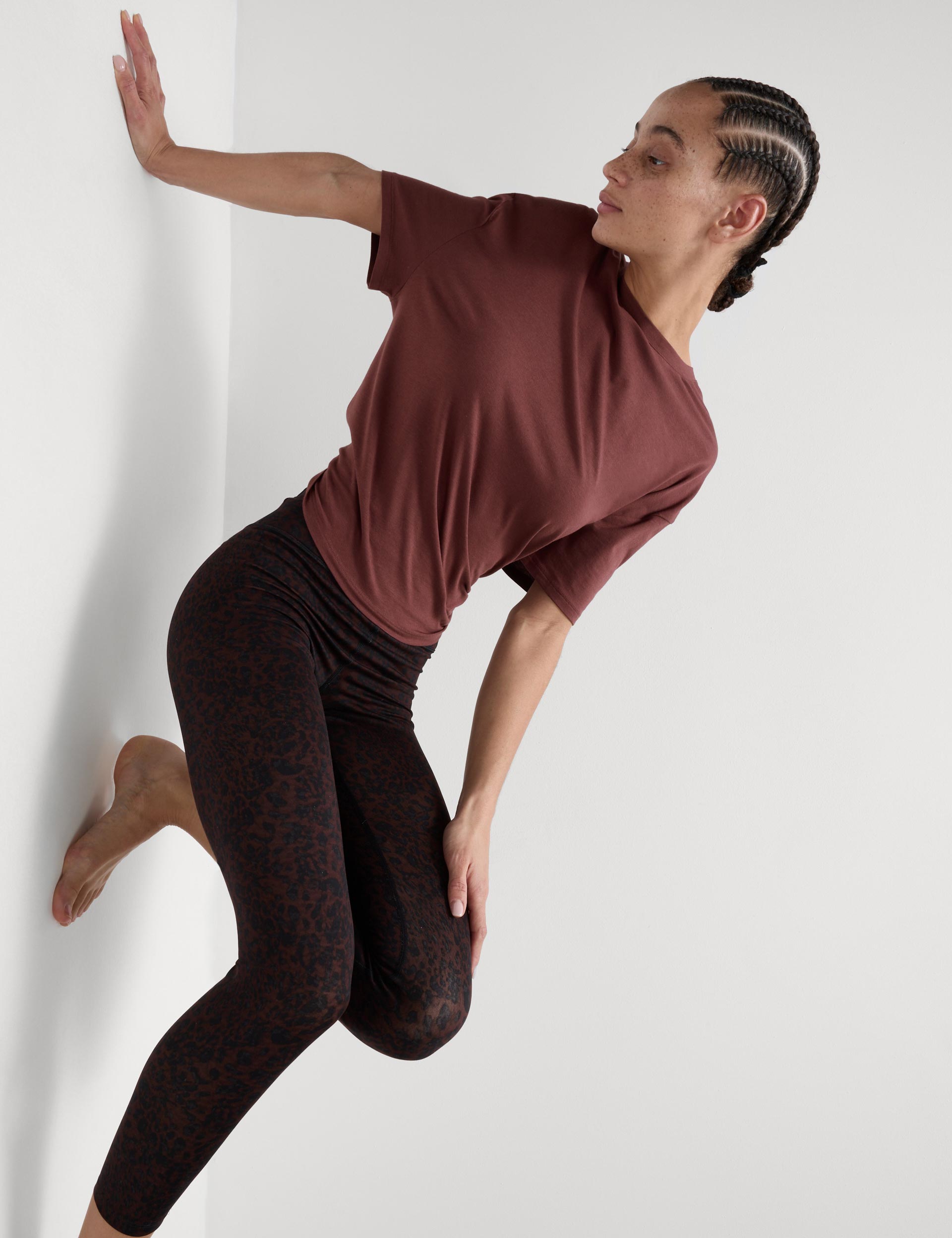 Breathable Modal Blend Lightweight Tie Back T-Shirt for Women - Dark Taupe | Casual Summer Top for Outfits & Layering