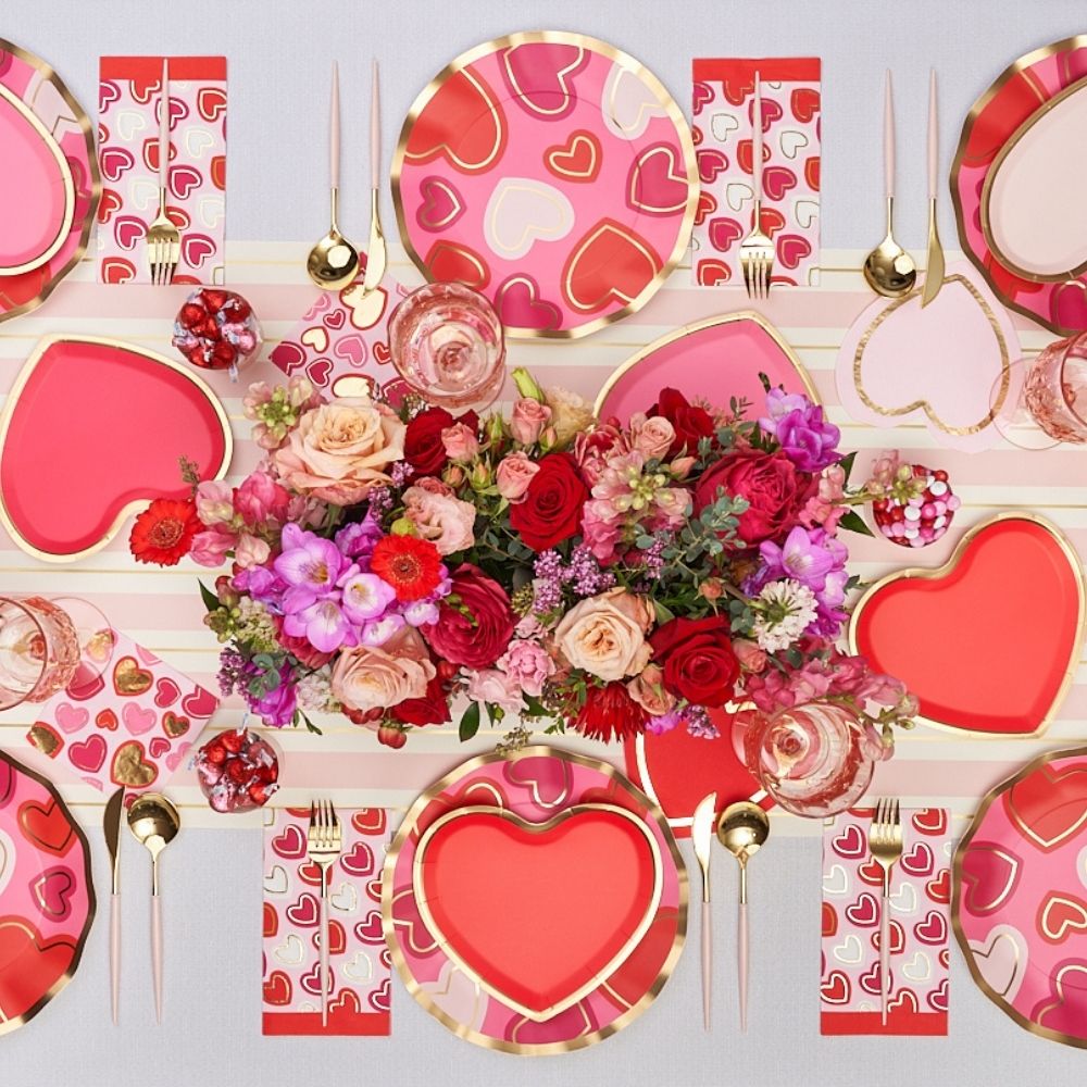 Elegant Wavy Edge Dinner Plates Set of 8 - Romantic Love Notes Design for Dining, Entertaining & Special Occasions