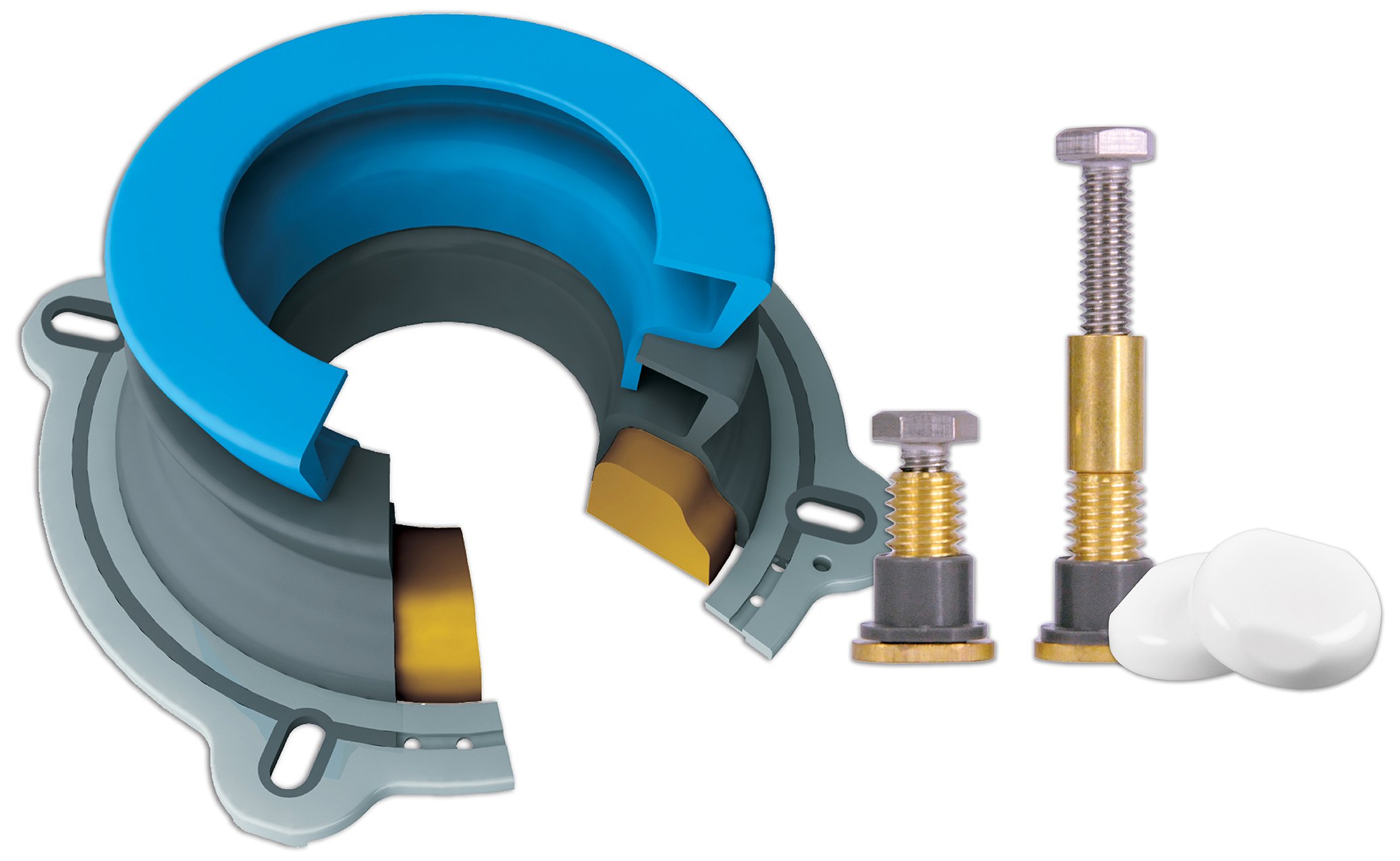 NEXT BY DANCO All-in-One Toilet Installation Kit with Perfect Seal Wax Ring & Zero Cut Bolts - Wax-Free Toilet Repair Solution for Easy Toilet Mounting (10879X, Blue) - Ideal for Bathroom Renovations and DIY Toilet Installations