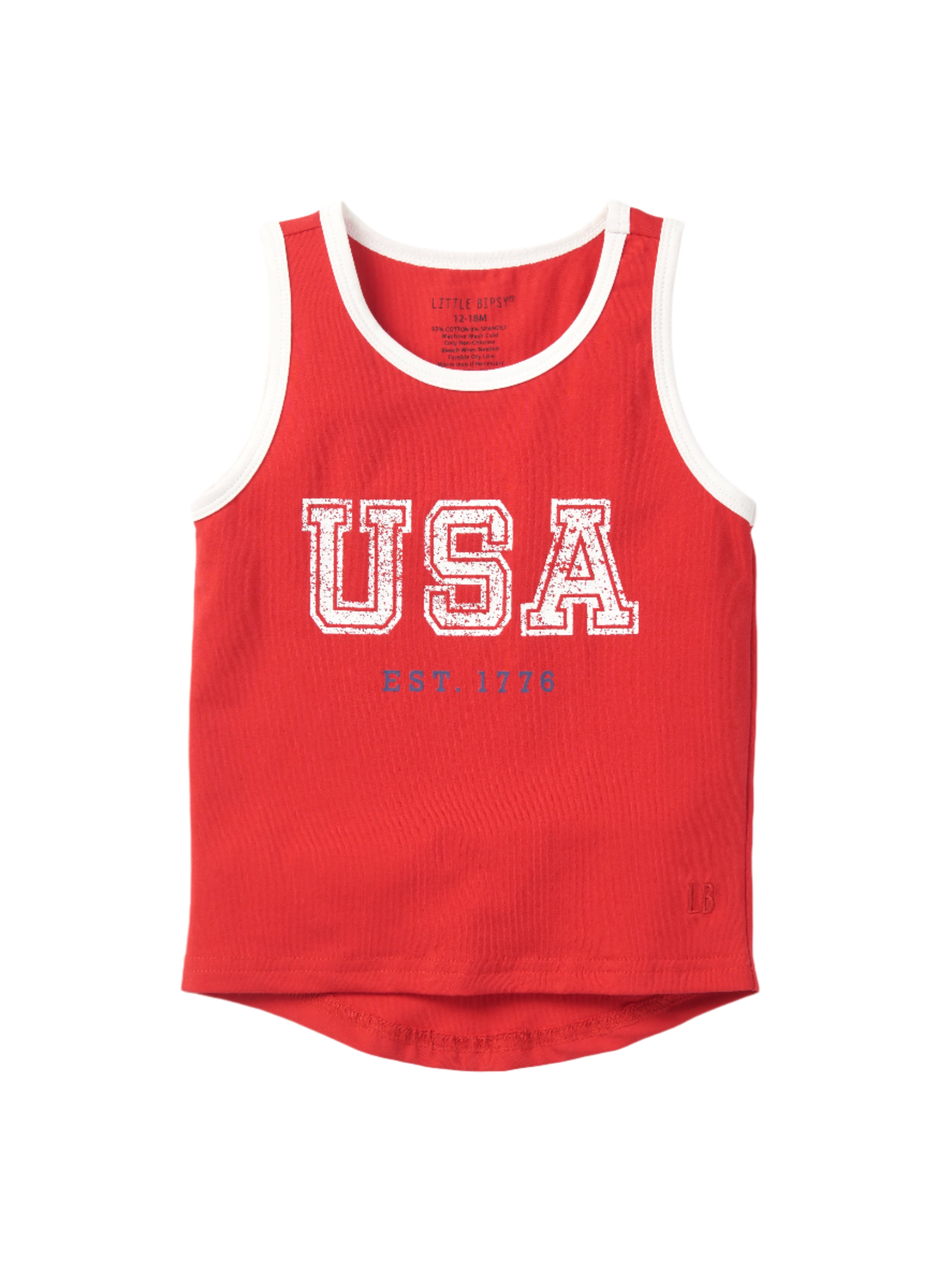 USA Flag Red Tank Top for Men - Patriotic American Graphic Tee for 4th of July, BBQ, and Summer Outings
