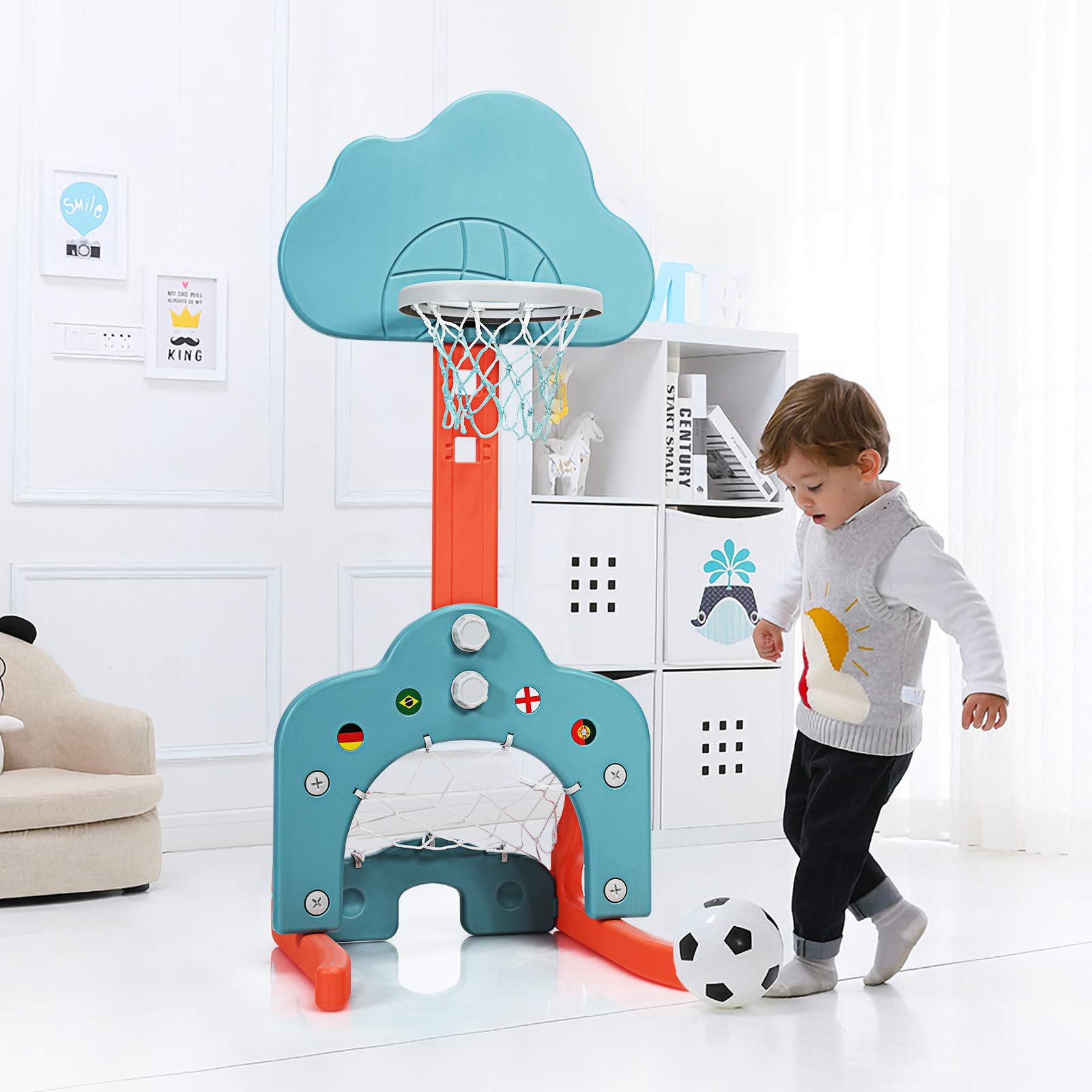 Costzon Adjustable Kids Basketball Hoop Set - Indoor/Outdoor Sports Toy for Toddlers - Perfect Gift for Birthday & Playtime