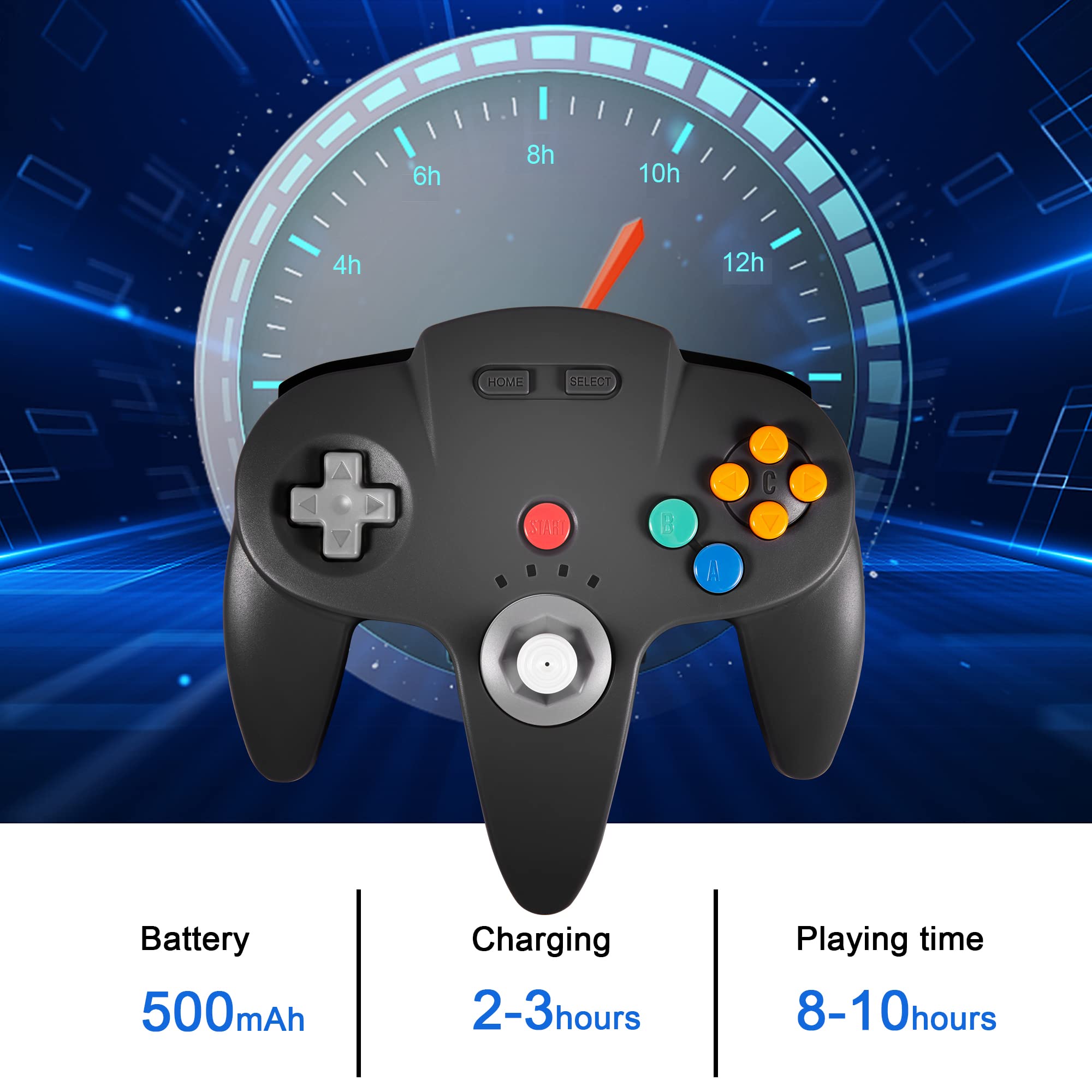 KIWITATA Wireless N64 Controller for Nintendo Switch - 2.4GHz Gamepad Compatible with N64 Console, Switch/Switch Lite/Switch OLED, PC & Mac (Windows 7/8/10/11) - Black - Perfect for Retro Gaming & Multiplayer Sessions