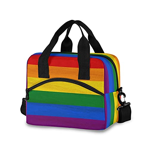 **Insulated Rainbow LGBT Pride Lunch Bag - Large Reusable Cooler Tote for Women, Men & Kids - Adjustable Shoulder Strap - Perfect for Work, School, Picnics & Outdoor Activities**
