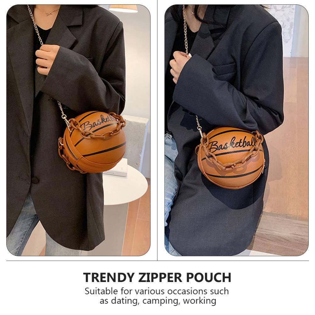 Basketball Shaped Shoulder Bag - Leather Crossbody Purse for Sports & Travel