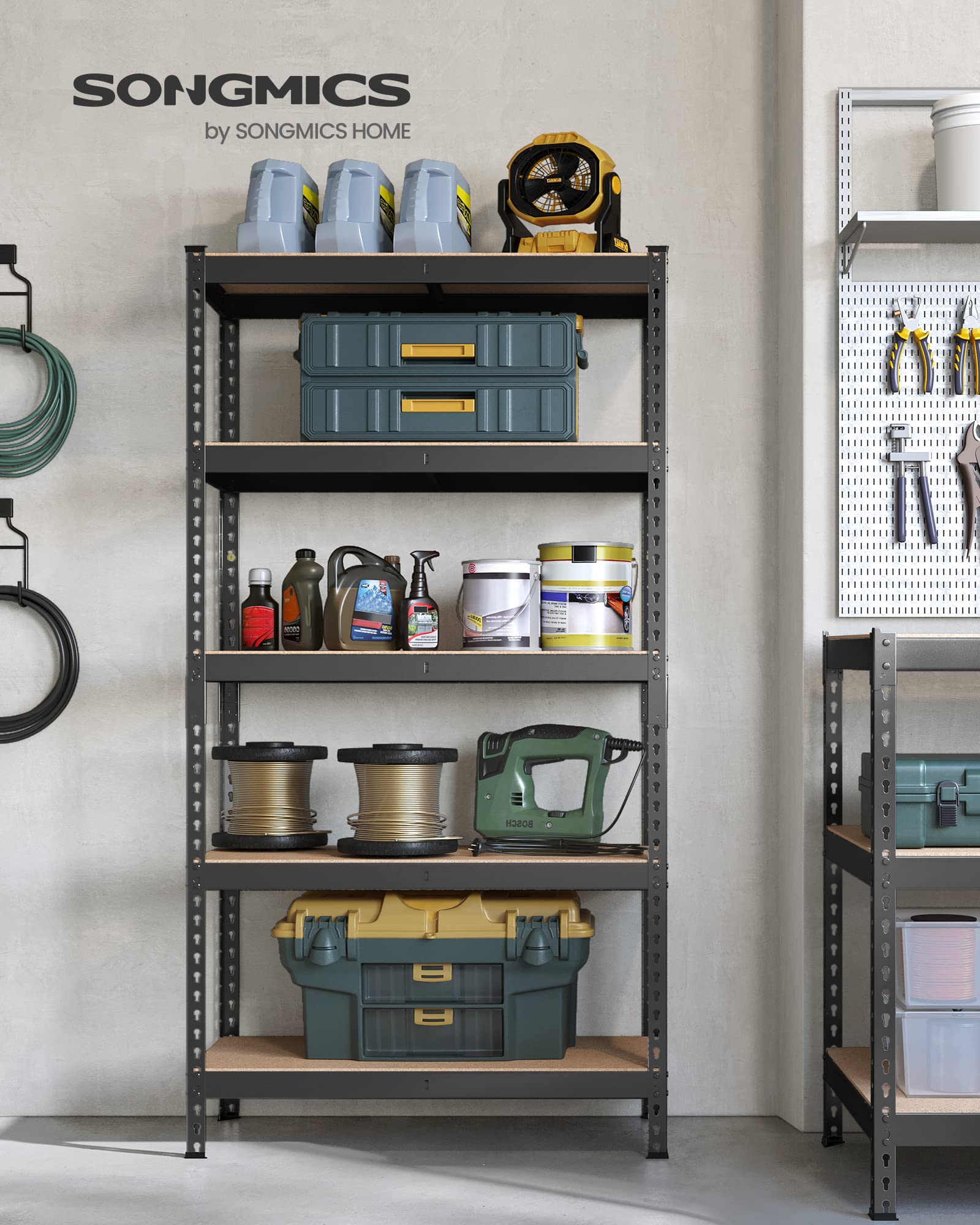 SONGMICS 5-Tier Heavy Duty Storage Shelves - 1929 lb Capacity, Boltless Assembly, Adjustable Shelving Unit 17.7
