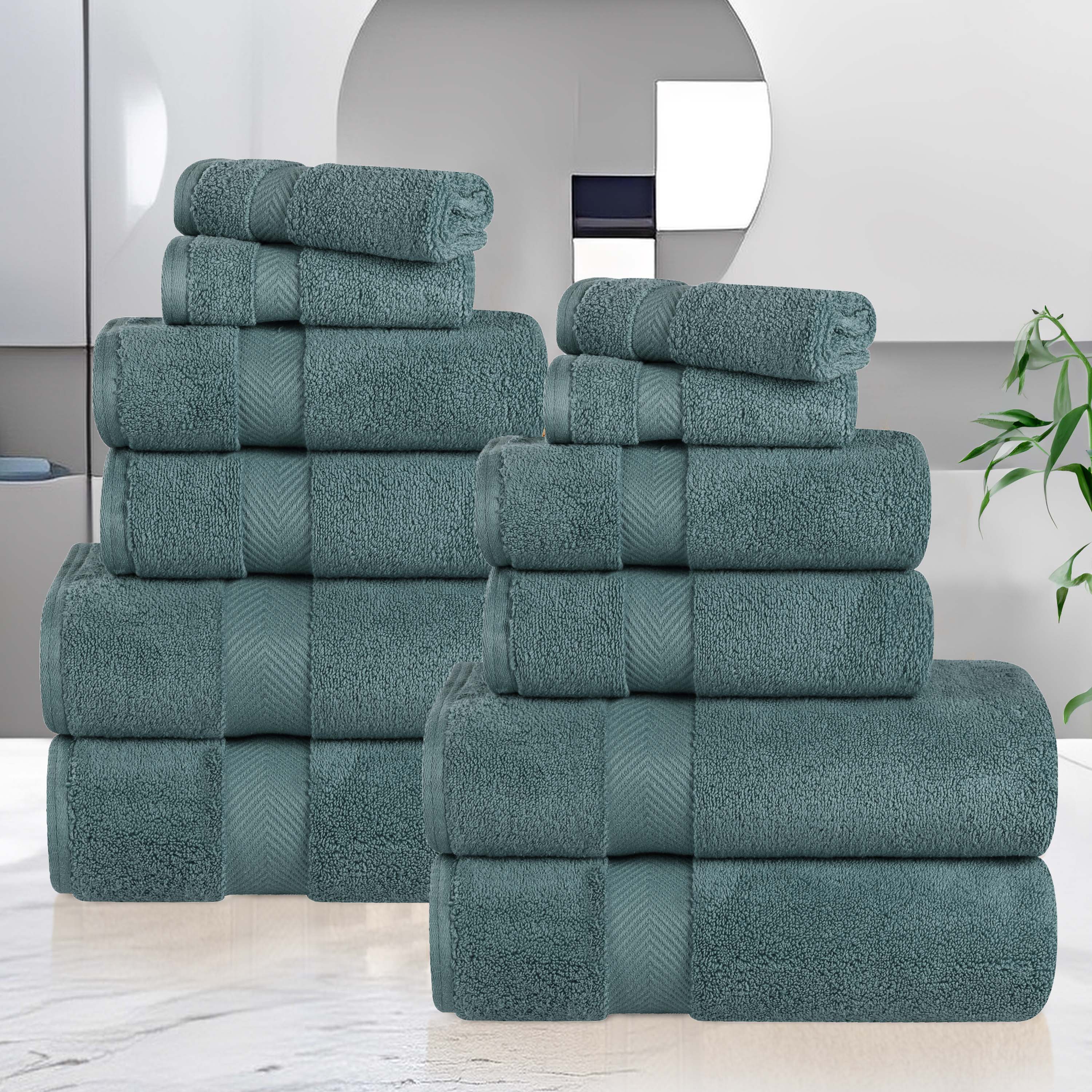 Premium Zero Twist Cotton Towels - Ultra Soft & Highly Absorbent 12-Piece Bath Towel Set for Spa, Gym & Luxury Home Use