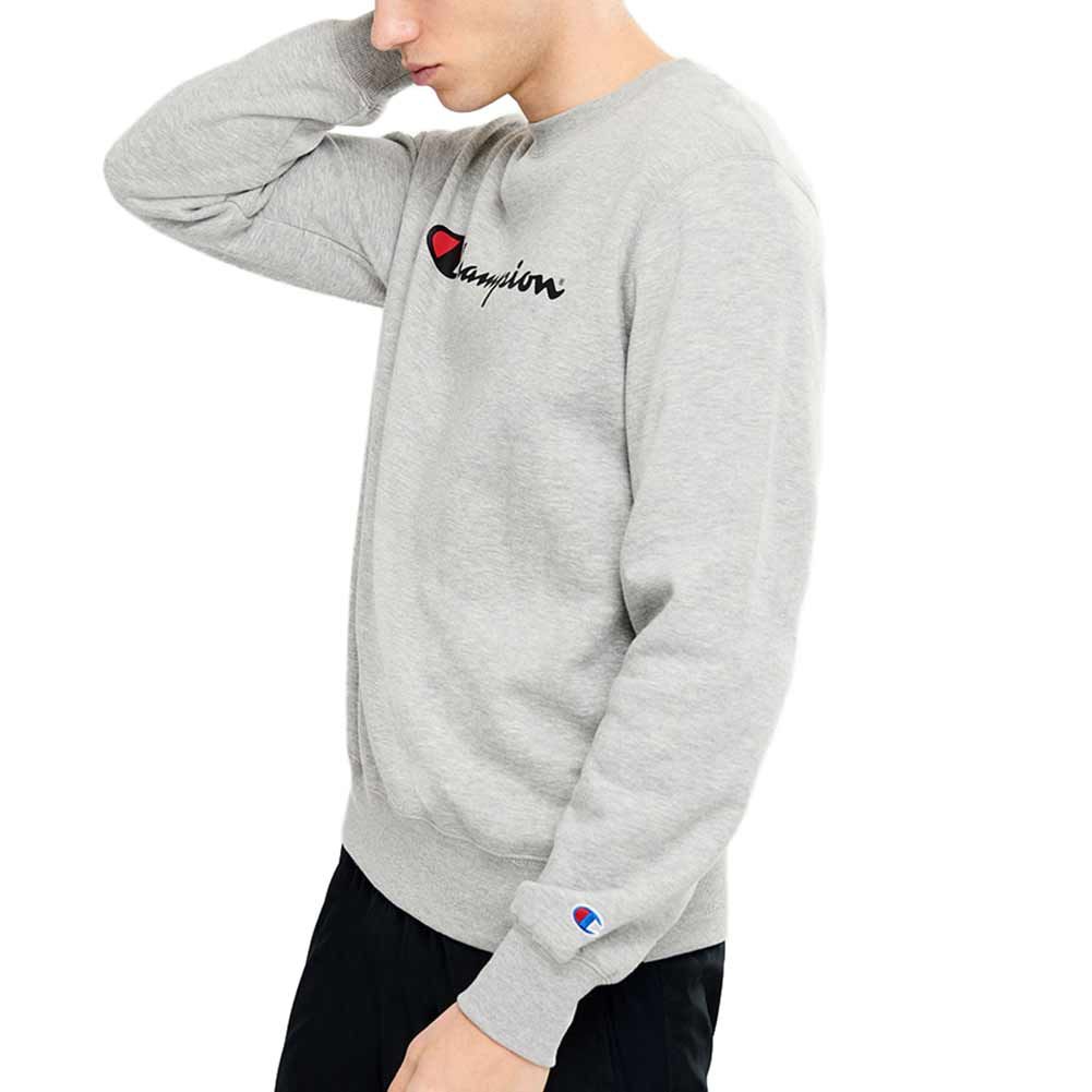 Champion Men's Script Oxford Grey Crewneck Sweatshirt - Casual Comfort for Everyday Wear, Gym & Lounge