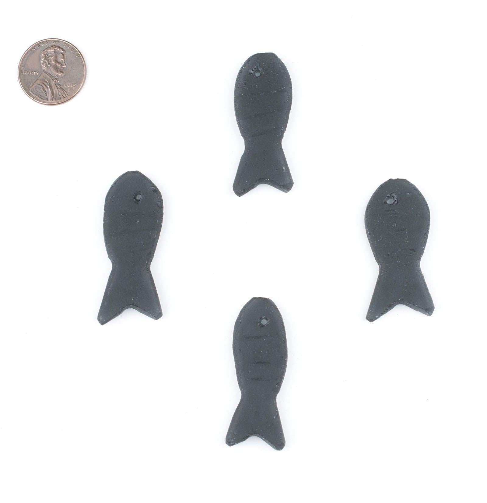Eco-Friendly Frosted Matte Recycled Sea Glass Pendants - Translucent Fish Charms for DIY Jewelry & Necklace Making - Perfect for Beach-Themed Crafts, Boho Accessories, and Gift Giving