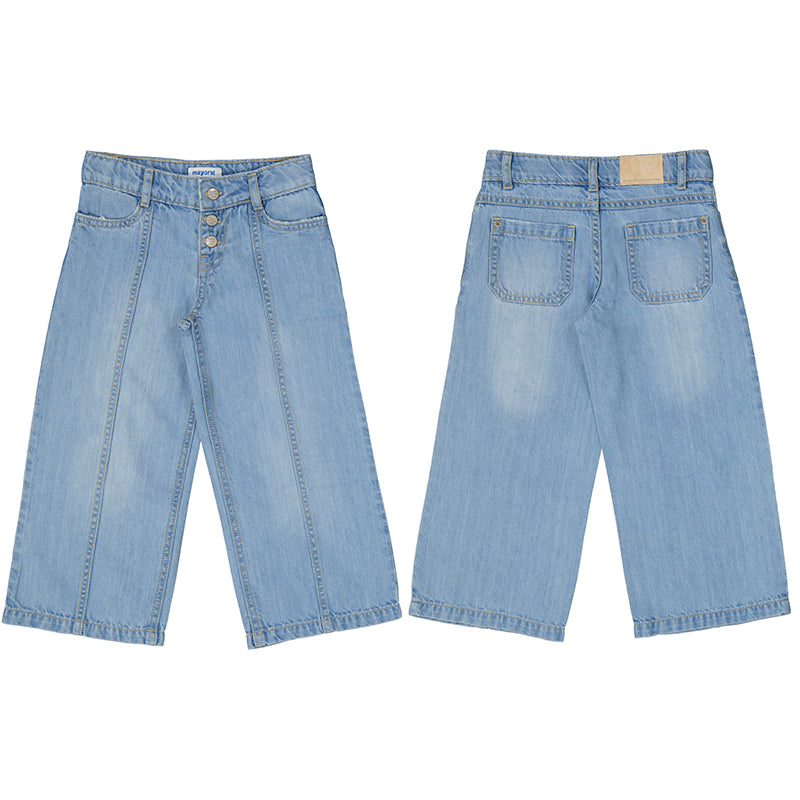 Mayoral Women's Denim Wide Leg Pants - High Waist Comfortable Jeans for Casual & Office Wear | Perfect for Everyday Outfits & Work Attire