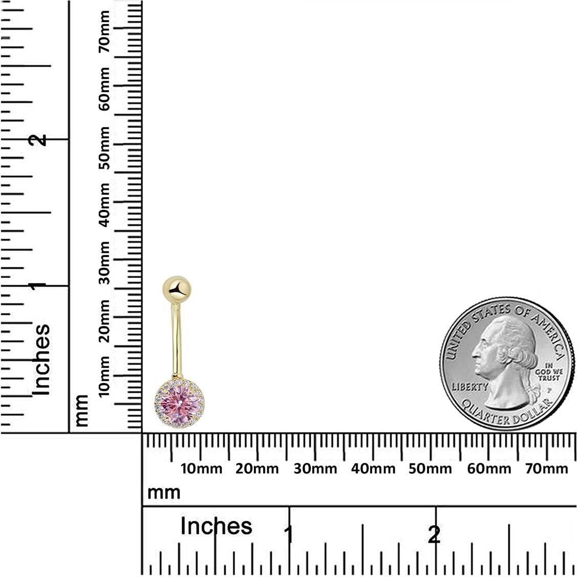 10K Gold Plated CZ Belly Button Ring - 14G Body Jewelry for Women, Dainty Navel Piercing for Everyday Wear & Special Occasions