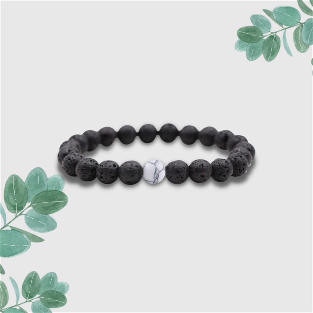Natural Lava Rock Beads Bracelet Set - Stretchable Adjustable Braided Rope Gemstone Bracelets for Men & Women (4-Piece Set) - Perfect for Yoga, Meditation, Gifts & Everyday Wear