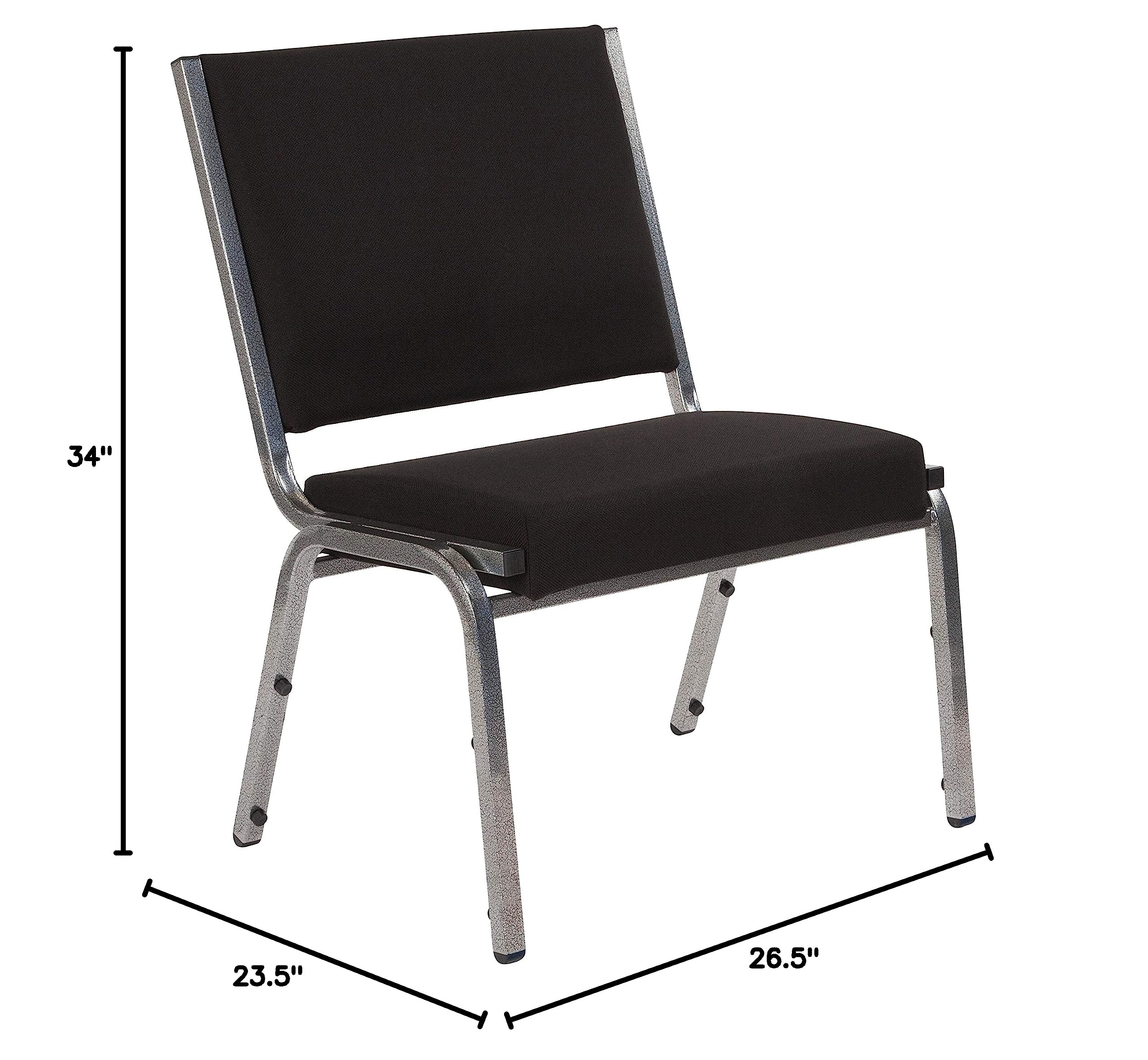 EMMA & OLIVER Heavy Duty Bariatric Chair - 1000 lb Weight Capacity, Antimicrobial Black Fabric - Medical Office & Waiting Room Seating for Healthcare Facilities