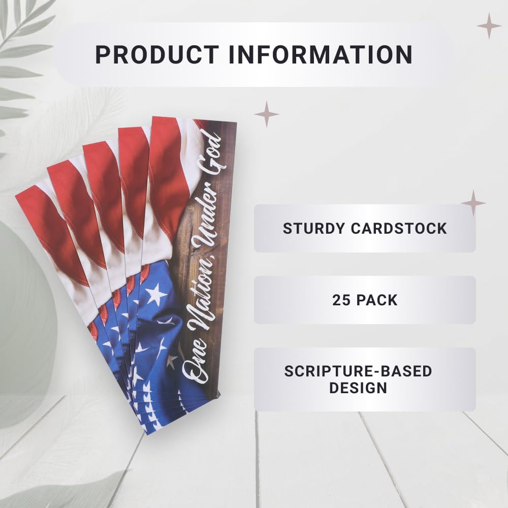 Swanson Christian Bookmarks Bulk Pack of 25 - Inspirational Bible Scripture Bookmarks for Kids, Teens, Men & Women - Religious Gifts for Church, Bible Study & Daily Devotion - 'One Nation Under God' Design