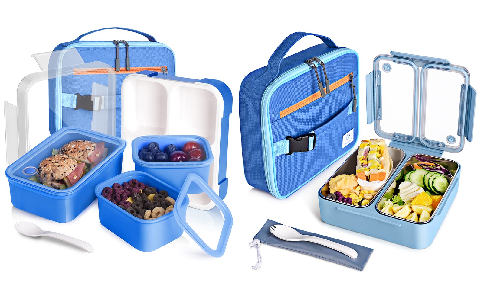 Genteen Bento Lunch Box for Adults & Kids - Leak Proof, Microwave Safe Food Container with Compartments - Ideal for School, Office & Picnics (Blue)