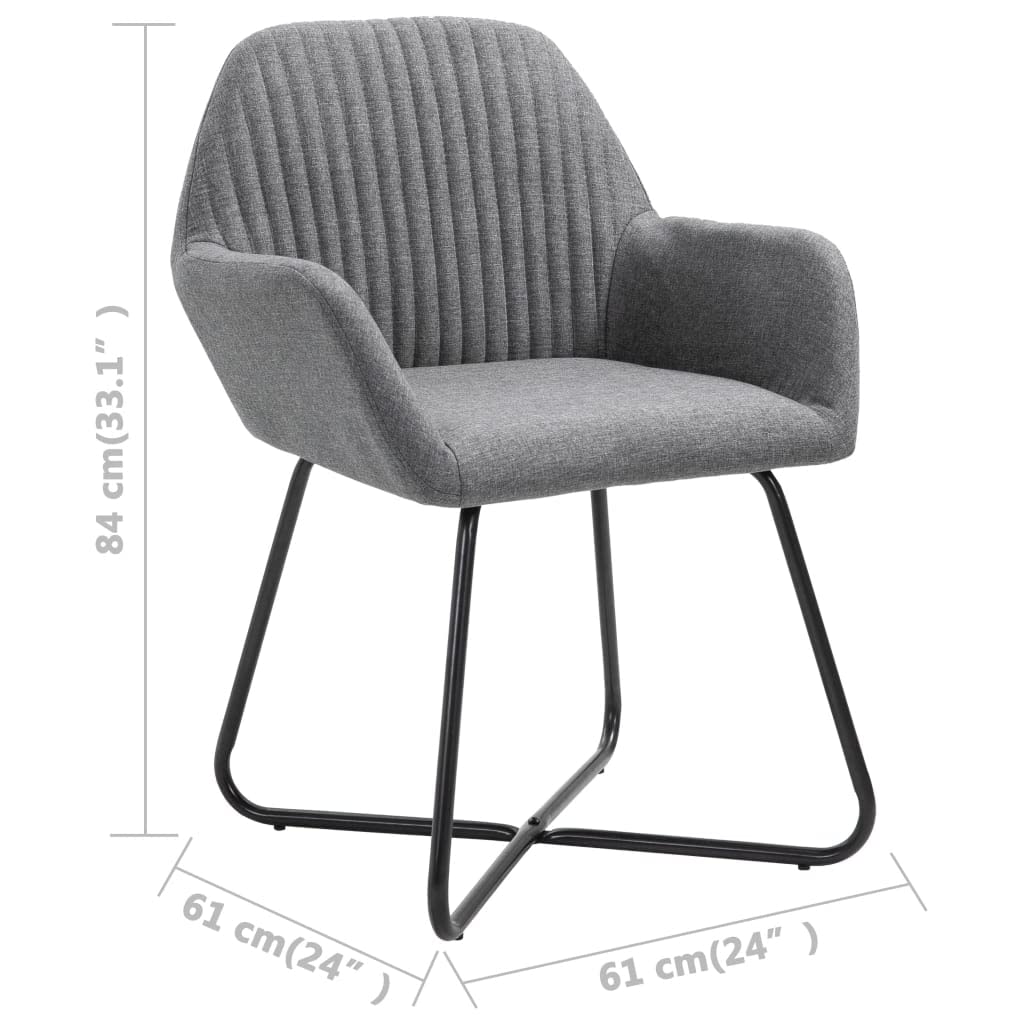 SKM Modern Dining Chairs Set of 2 - Dark Gray Fabric Upholstered Kitchen Chairs with Sturdy Metal Legs (Model 9808) - Perfect for Dining Room, Kitchen, Breakfast Nook & Small Space