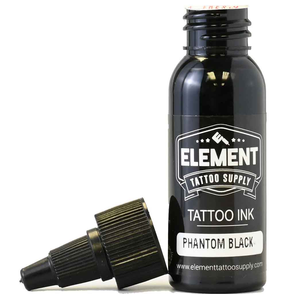PHANTOM Black Professional Tattoo Ink - 2X Concentrated High Pigment Tattoo Ink for Artists - Perfect for Black & Grey Tattoos, Cover Ups & Fine Line Work