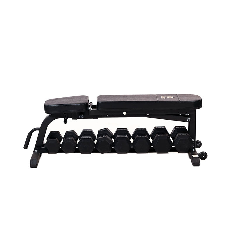 Orbit Bench OBB1001A with 3 Pairs of Rubber Hex Dumbbells - Adjustable Weight Bench for Home Gym, Strength Training & Full Body Workouts