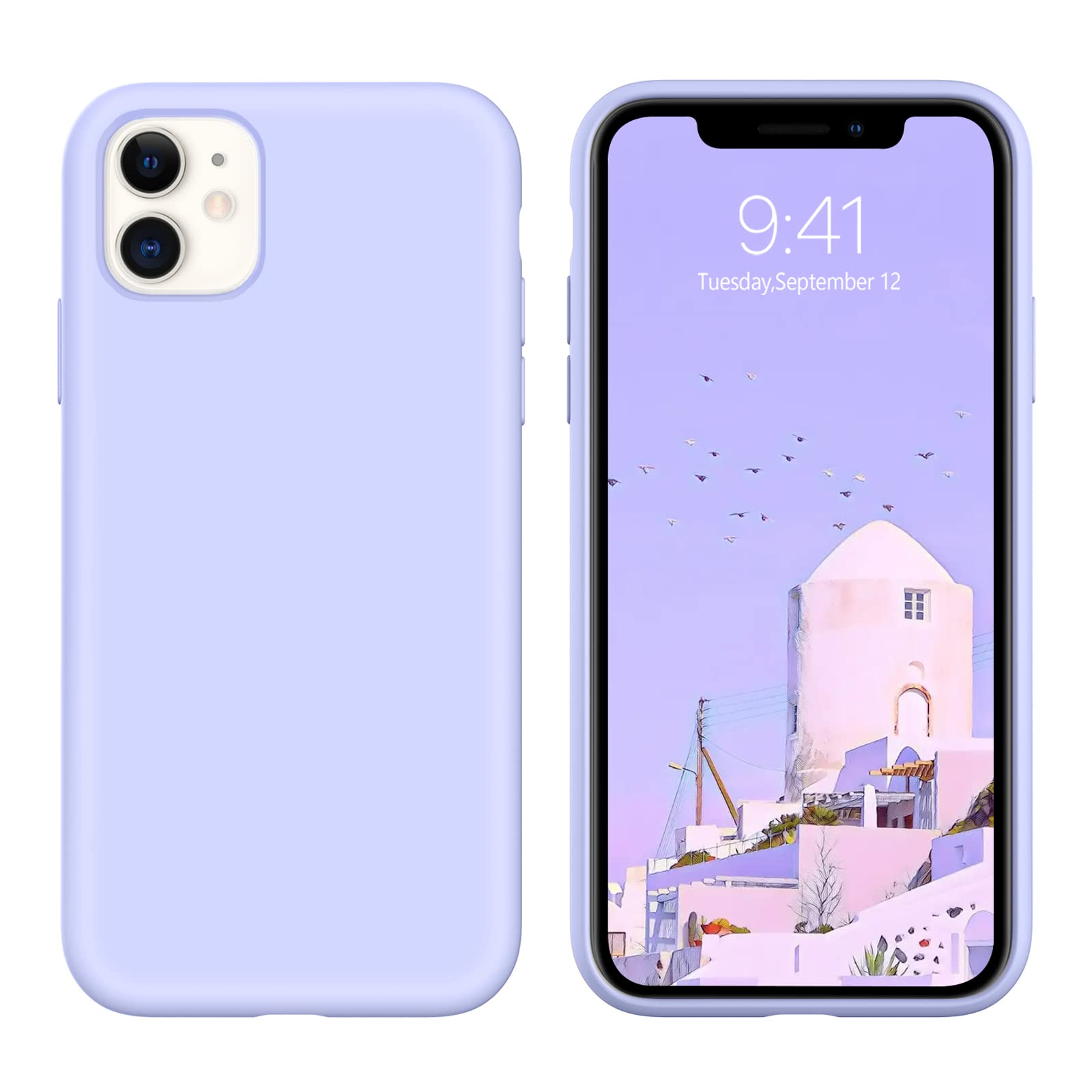 Premium Liquid Silicone iPhone 11 Case - Slim Soft Shockproof Protective Cover for Apple iPhone 11 6.1 Inch (2019 Model) - Light Lavender Purple - Perfect for Women, Men & Daily Use at Work, School or Travel