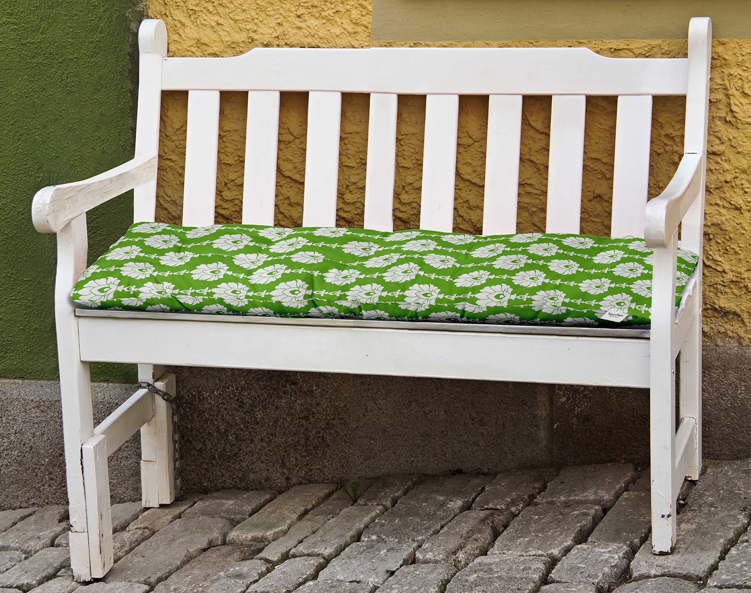 Waterproof Printed Outdoor Bench Cushion - Light Green Garden Lounger Seat for Patio, Front Porch & Backyard Decor - Durable Weather-Resistant Outdoor Furniture Cushion for Relaxing in Gardens, Decks and Poolside Areas
