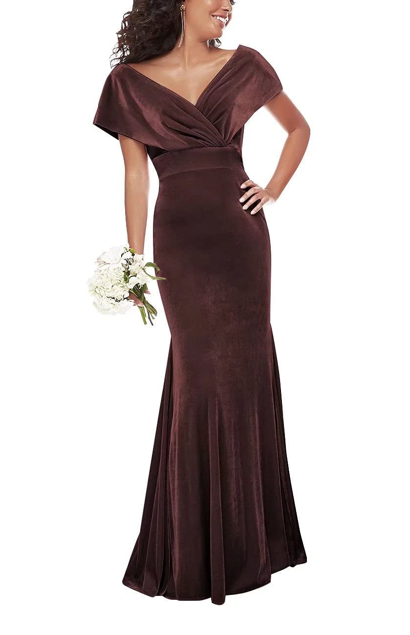 Elegant Velvet Prom Dresses for Women 2023 - Off Shoulder V-Neck Mermaid Evening Gowns & Bridesmaid Dresses | Perfect for Homecoming, Wedding Parties & Formal Events