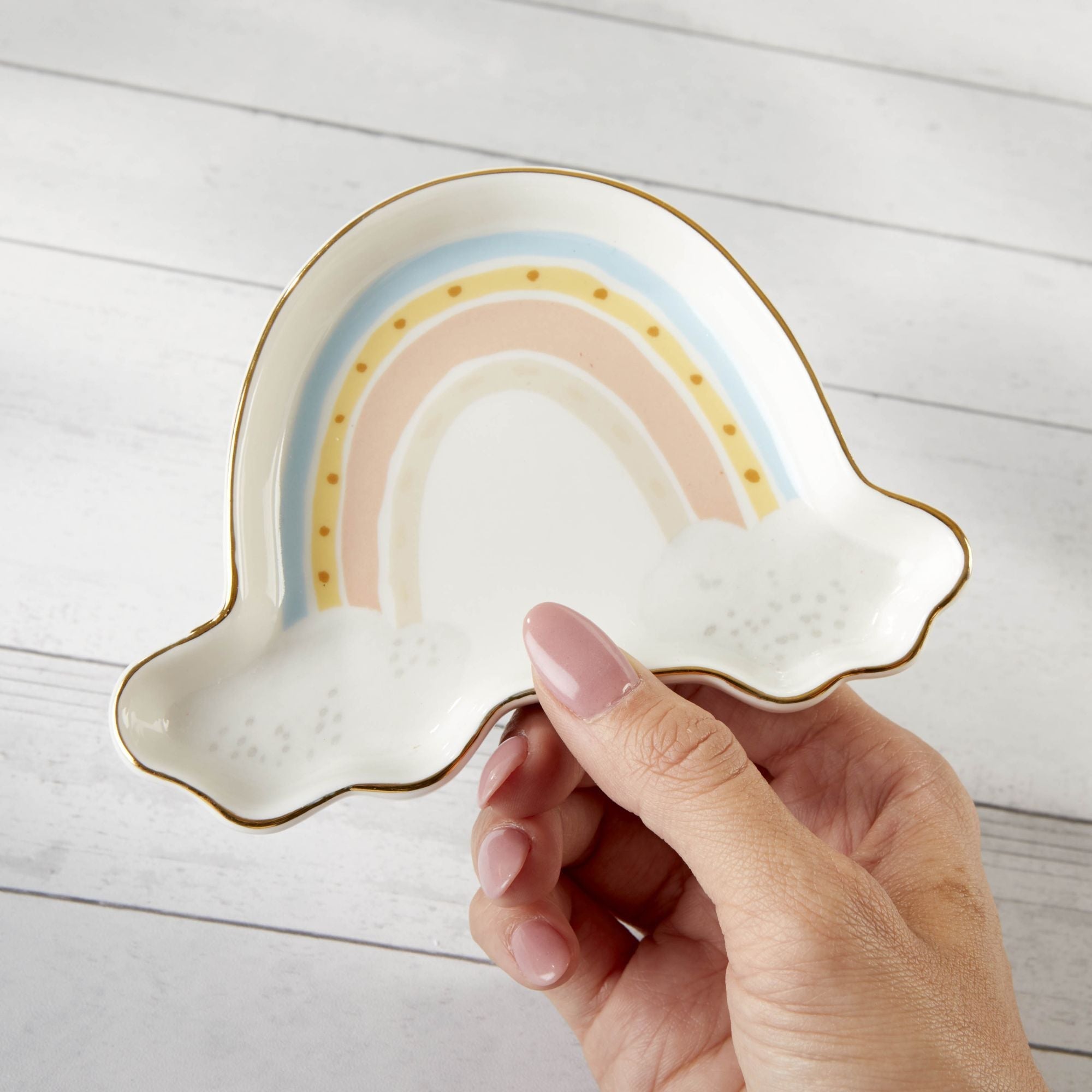 Boho Rainbow Trinket Dish - Small Decorative Tray for Jewelry, Keys & Coins | Boho Chic Home Decor for Vanity, Dresser & Nightstand | Perfect for Organizing Rings, Earrings & Trinkets