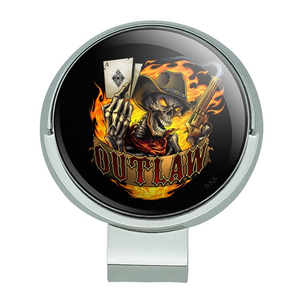 Outlaw Skeleton Card Player Cowboy Western Golf Hat Clip with Magnetic Ball Marker - Western Style Accessory for Golfers, Cowboys & Western Enthusiasts | Perfect for Golf Games, Rodeos & Western Themed Events
