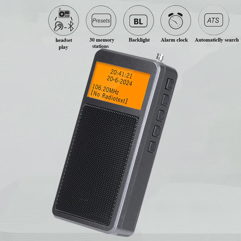 Frsoinor Portable Bluetooth Radio - Mini FM Stereo Wireless Speaker with Alarm Clock, Perfect for Elderly, Outdoor, Travel & Home Use