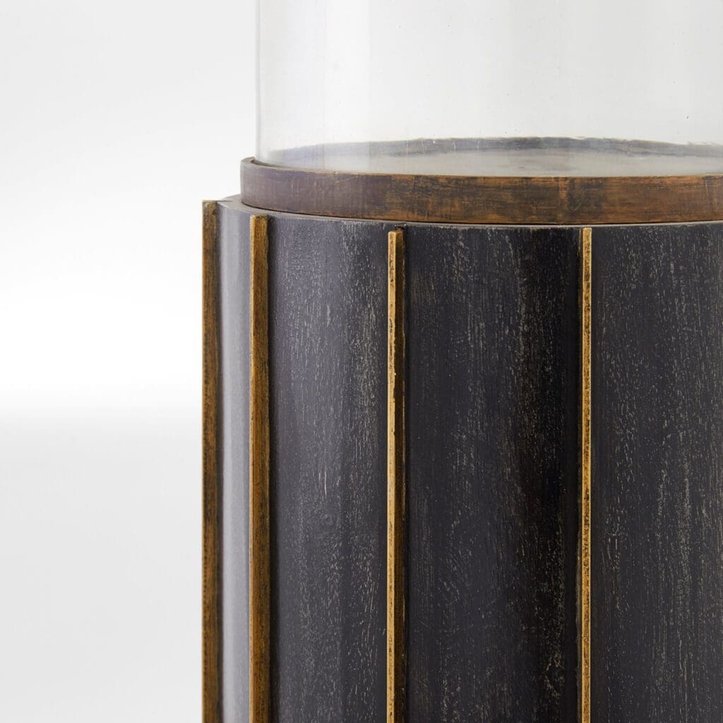 Cyan Design 11641 Reed Hurricane Vase - Antique Brass & Dark Brushed Mango Finish - Small Decorative Vase for Home, Office, Wedding Centerpiece Decor