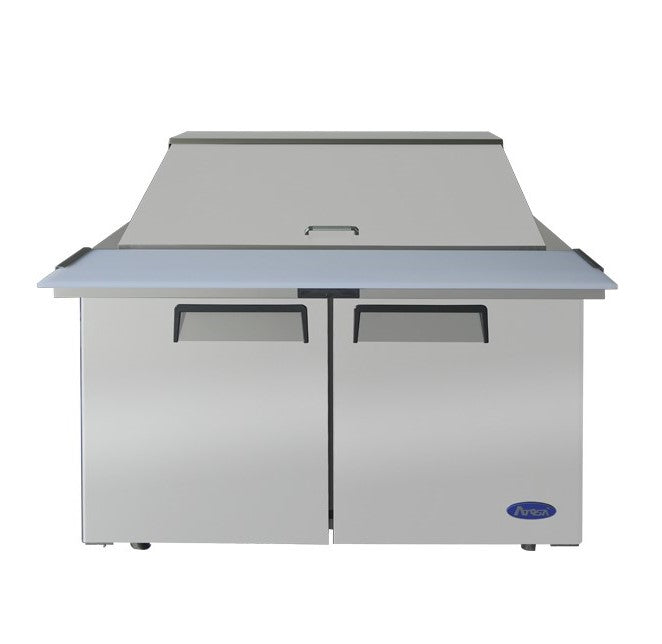 Atosa 48-Inch Commercial Sandwich & Salad Prep Table with 18 Pan Capacity, Refrigerated Megatop, 2 Doors - Perfect for Delis, Cafes, and Restaurant Kitchens