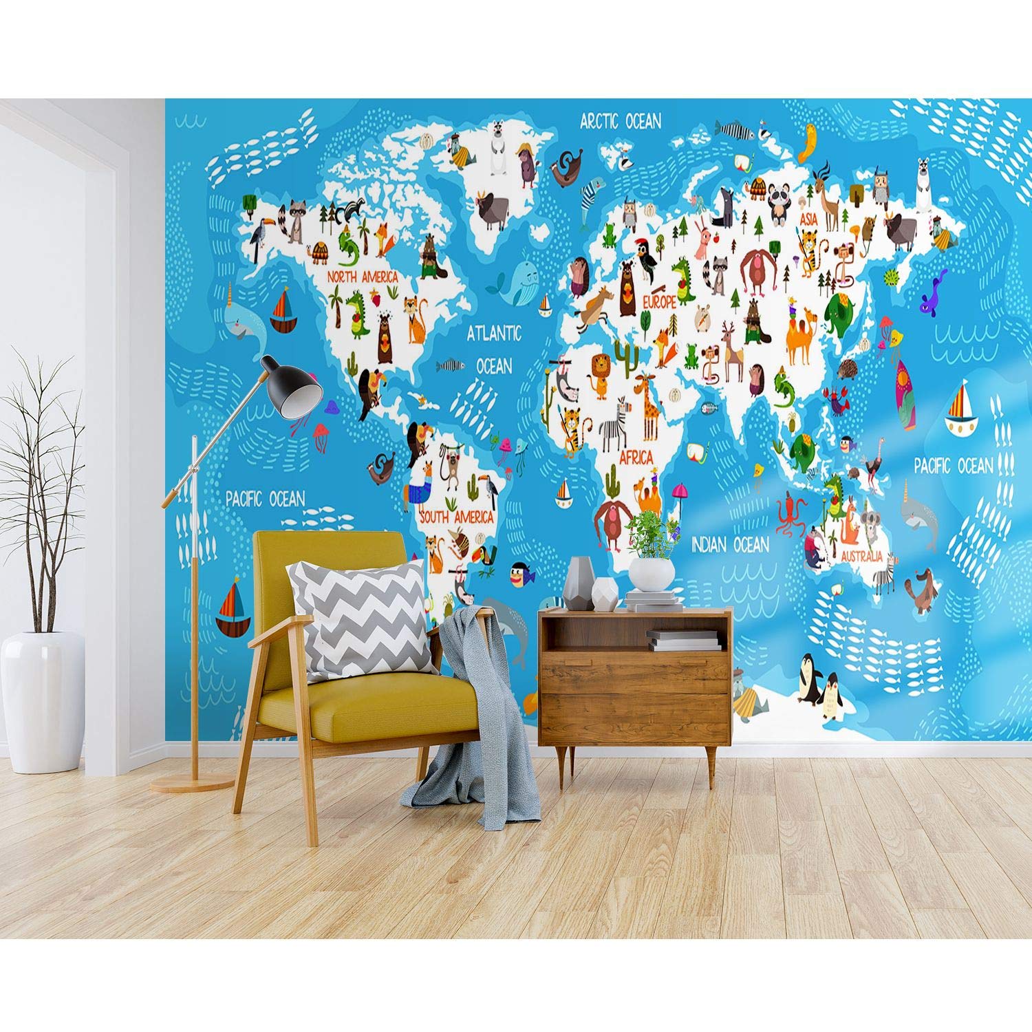 Startonight Penguin Map Mural Wall Art - 100