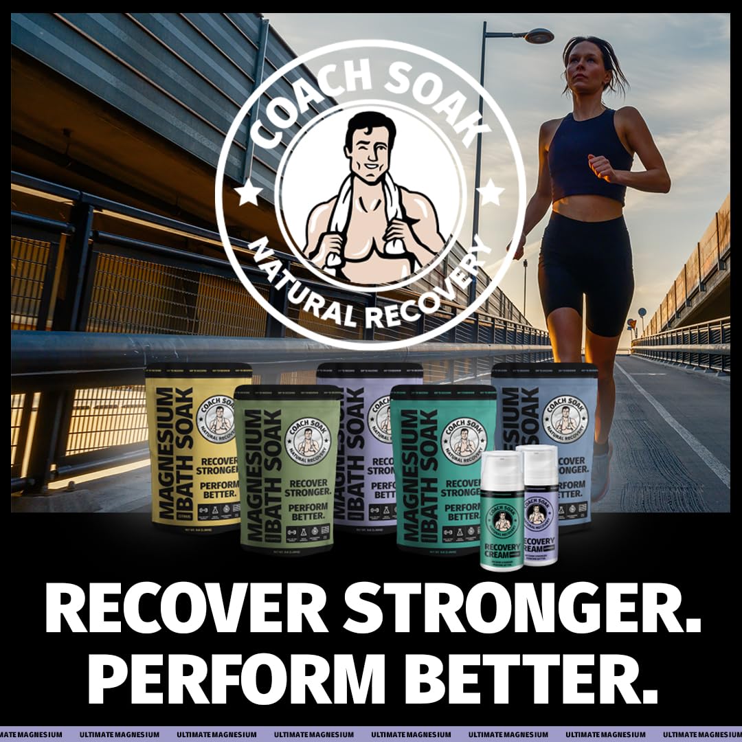5 Pack Coach Soak Recovery Bath Soak - 15 Pounds Bulk Epsom Salt for Muscle Relaxation & Stress Relief - Lavender Scented Bath Salts for Spa, Post-Workout & Self-Care