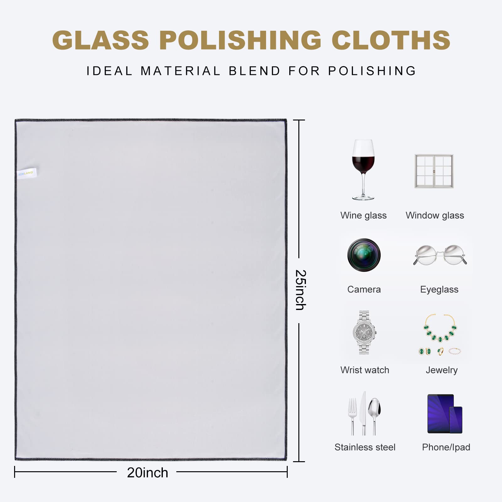 Premium Microfiber Glass Polishing Cloths - 20x25 Inch (2-Pack) for Wine Glasses & Dishes