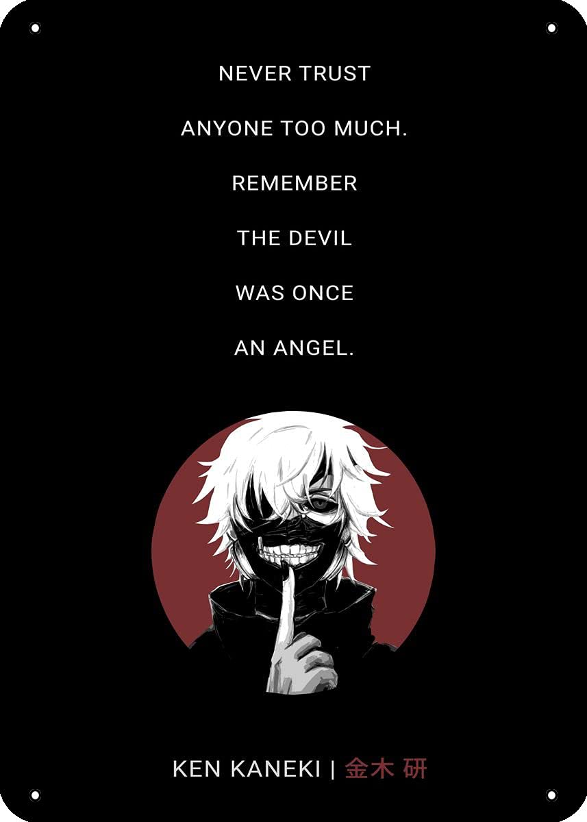 Kmiiliy Kaneki Tokyo Ghoul Anime Poster - 8x12 Inch Metal Tin Sign with Inspirational Quotes - Perfect for Bedroom, Game Room & Anime Fan Decor