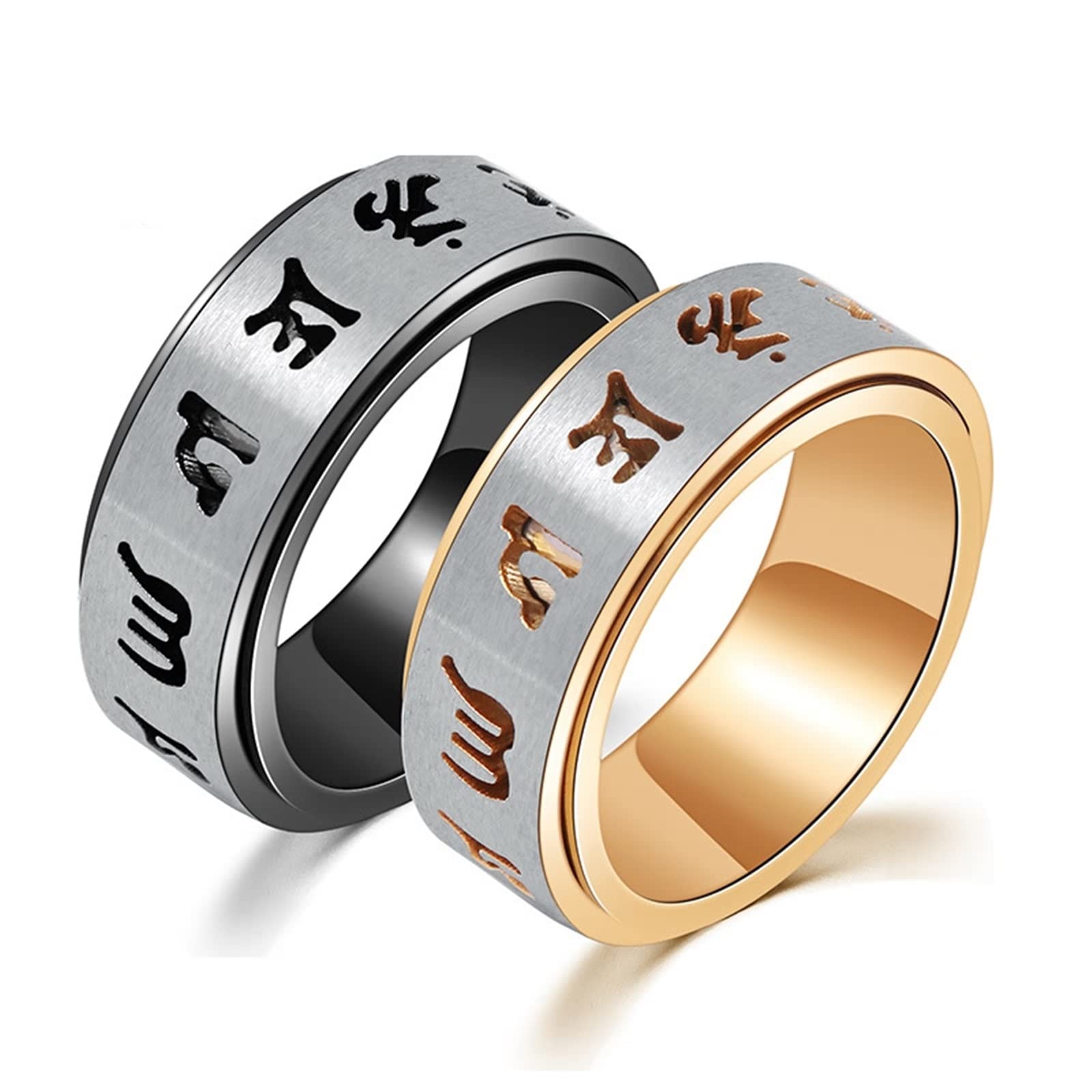 Fidget Spinner Rings for Anxiety Relief - Stainless Steel Rotatable Mantra Rings for Women & Men, Best Friend Promise Rings, Perfect for Stress Management, Meditation, and Everyday Wear