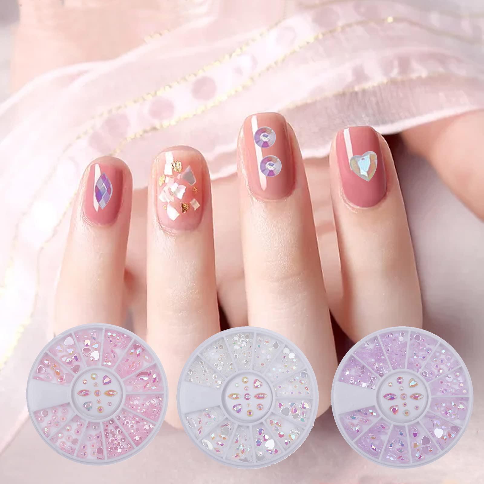 3D Glass Crystal Nail Art Rhinestones - 3 Boxes Multi-Shaped Flatback Nail Gems for DIY Nail Designs, Acrylic Nails & Jewelry Making | Perfect for Nail Salon, Home Manicure & Party Glam Looks