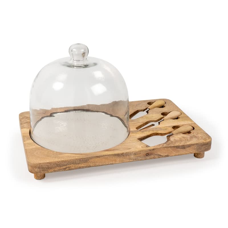 GILD Design House Silvio Wood Cheese Board & Platter Set - Premium Charcuterie Serving Tray for Entertaining, Wine Pairing & Gourmet Cheese Presentation