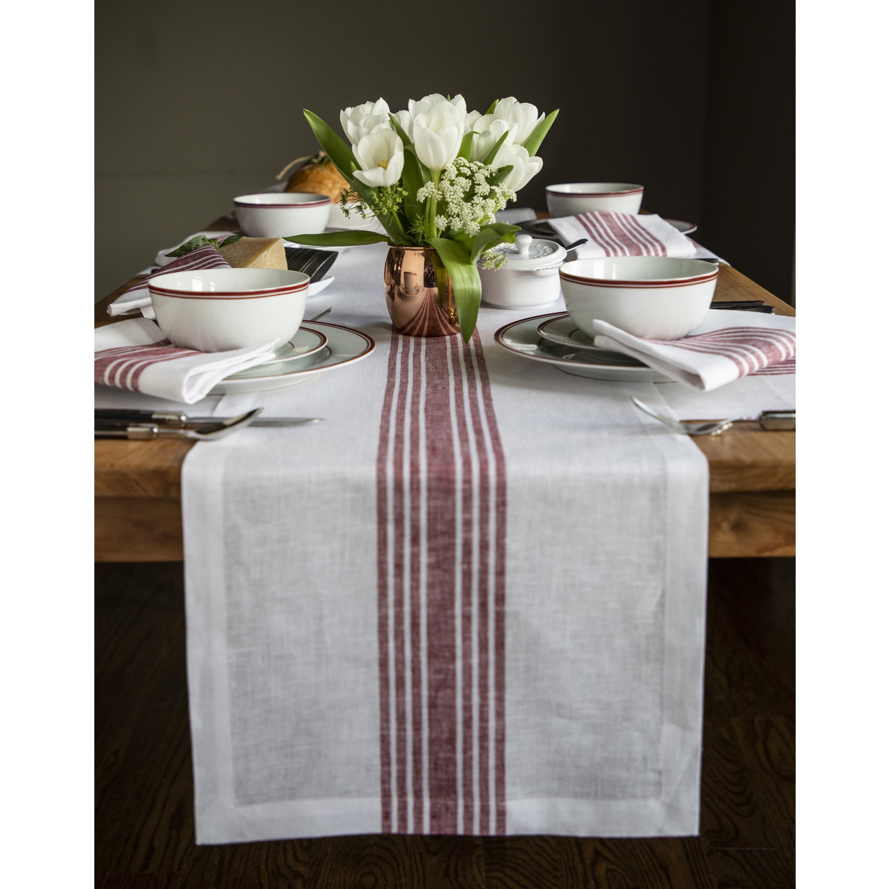 Rustic Farmhouse Table Runner - Cotton Linen Blend for Dining Room Decor - Perfect for Thanksgiving, Christmas & Everyday Use