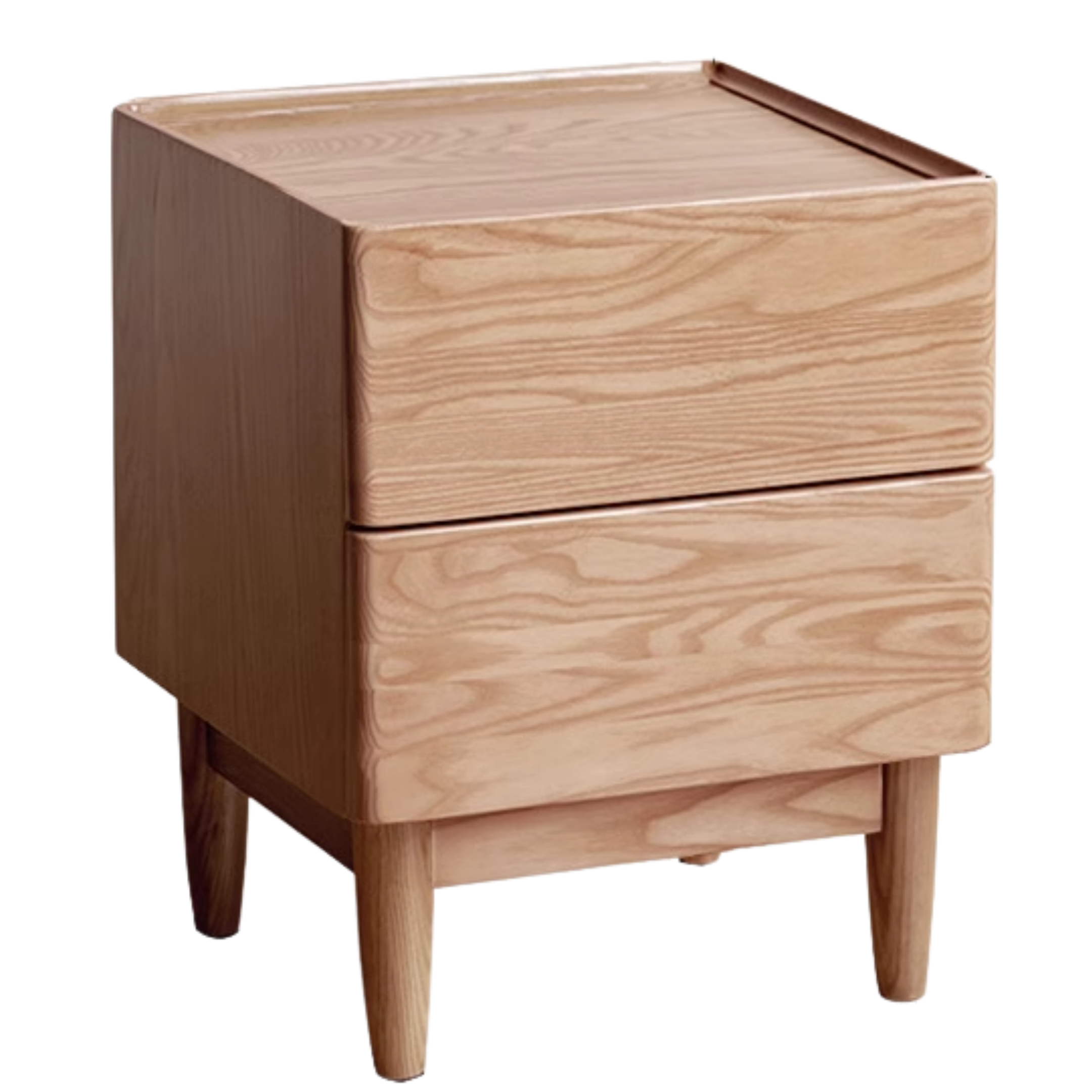 15.4×15.0×19.3 inch / 39×38×49 cm / Natural wood color / Ash wood bedside table with light