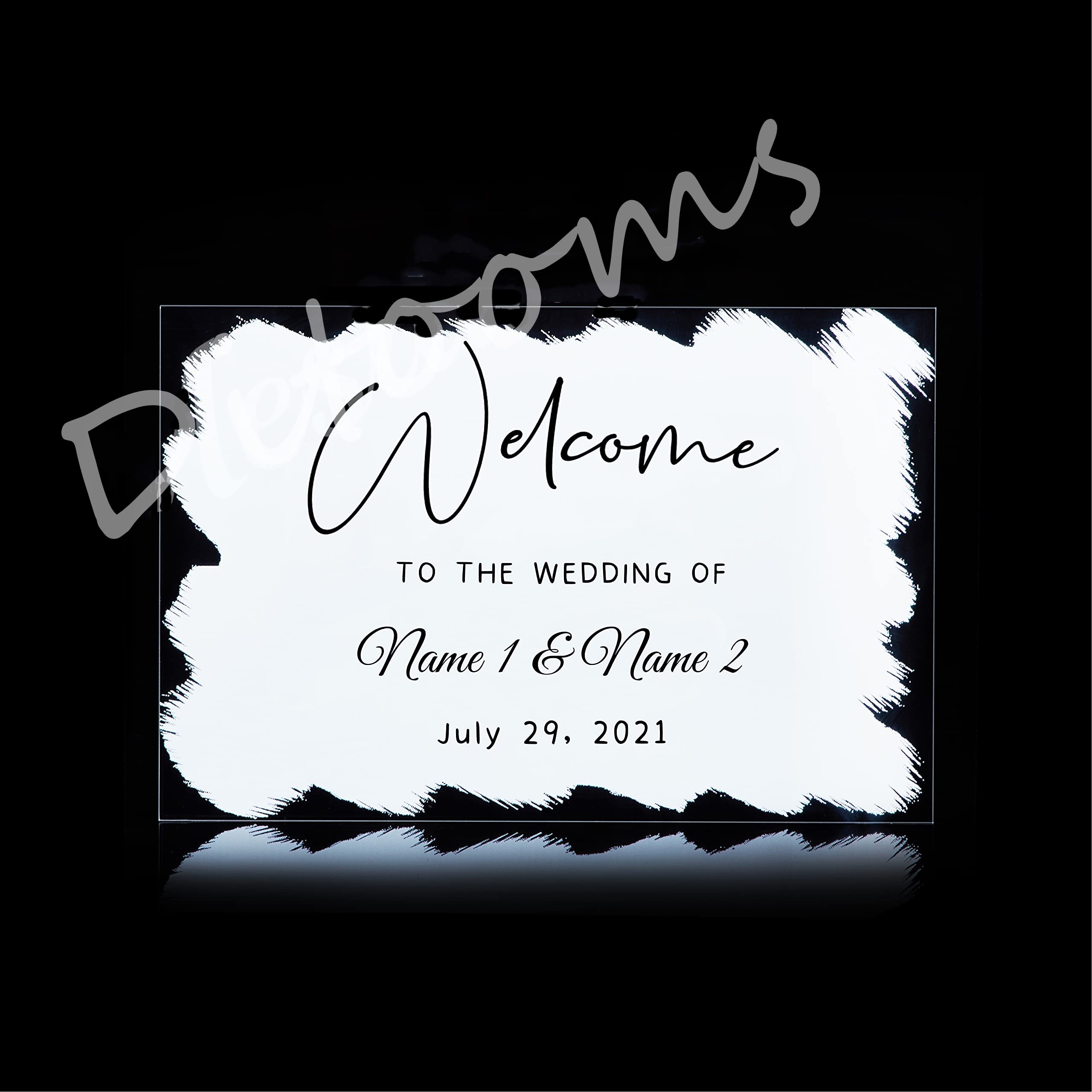 Custom Acrylic Wedding Welcome Sign - Personalized with Date & Couple Names | Elegant Modern Wedding Decor for Reception, Ceremony & Special Events | Clear Painted Chic Display for Weddings, Anniversaries & Parties