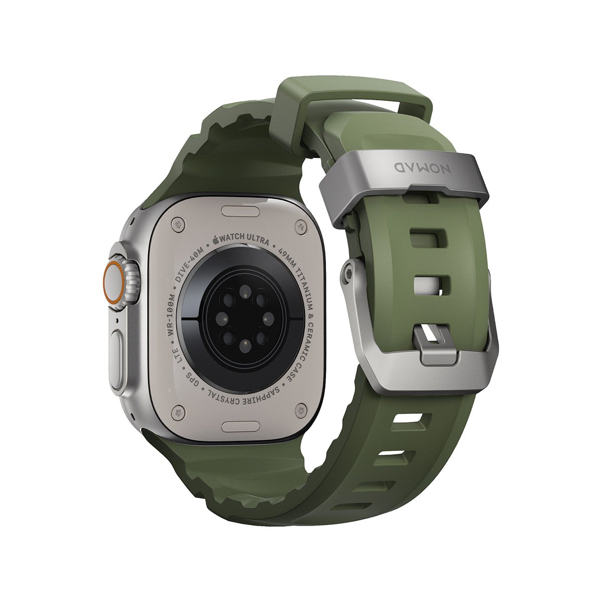 NOMAD Rocky Point Band for Apple Watch 44mm 46mm Ultra - Durable Rugged Strap for Outdoor Adventures & Active Lifestyle - Forest Green