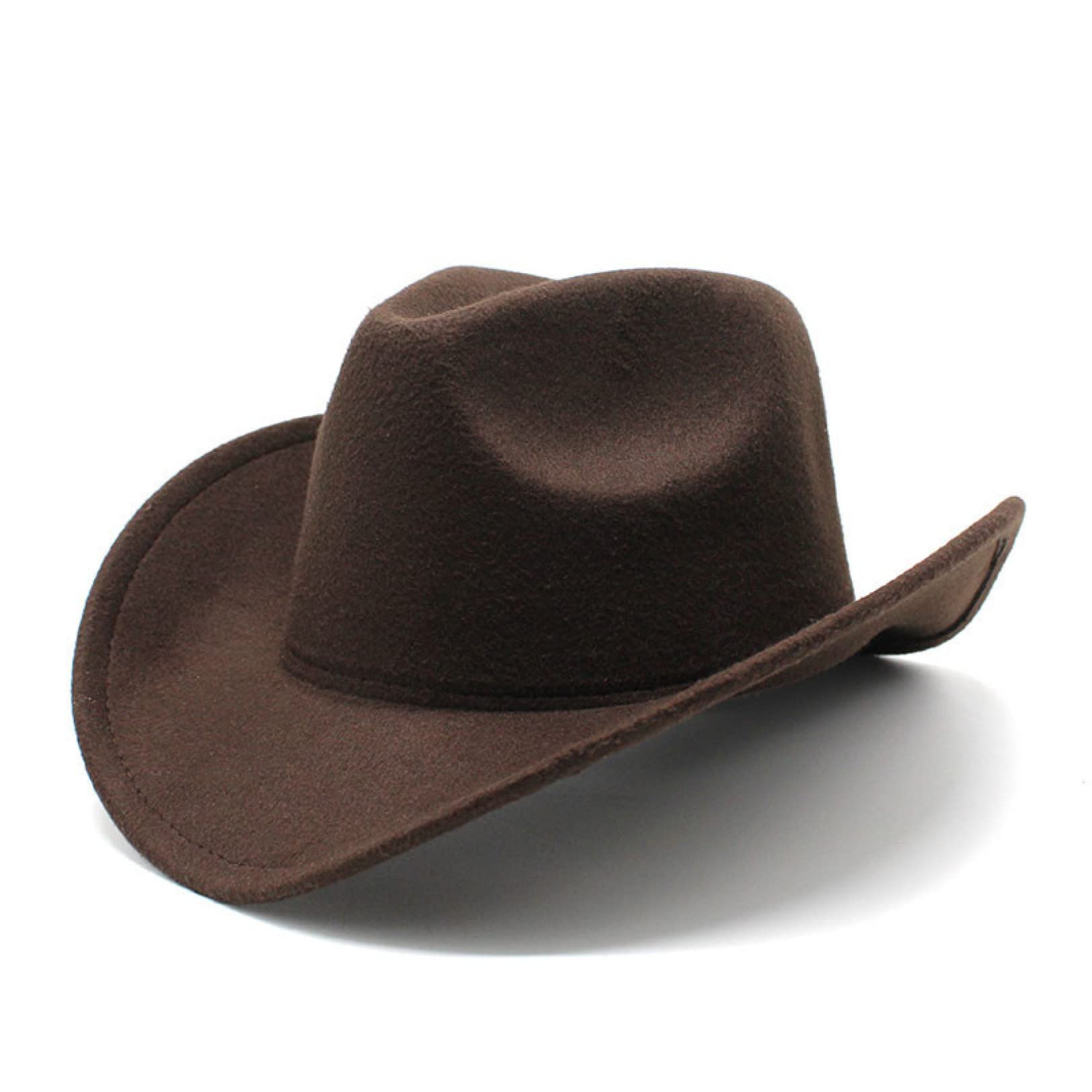 Roll-Up Felt Cowboy Hat for Men & Women - Wide Brim Fedora Style Cowboy Cap, All-Season Outdoor Wear, Coffee Brown - Perfect for Rodeo, Country Music Festivals & Western Fashion