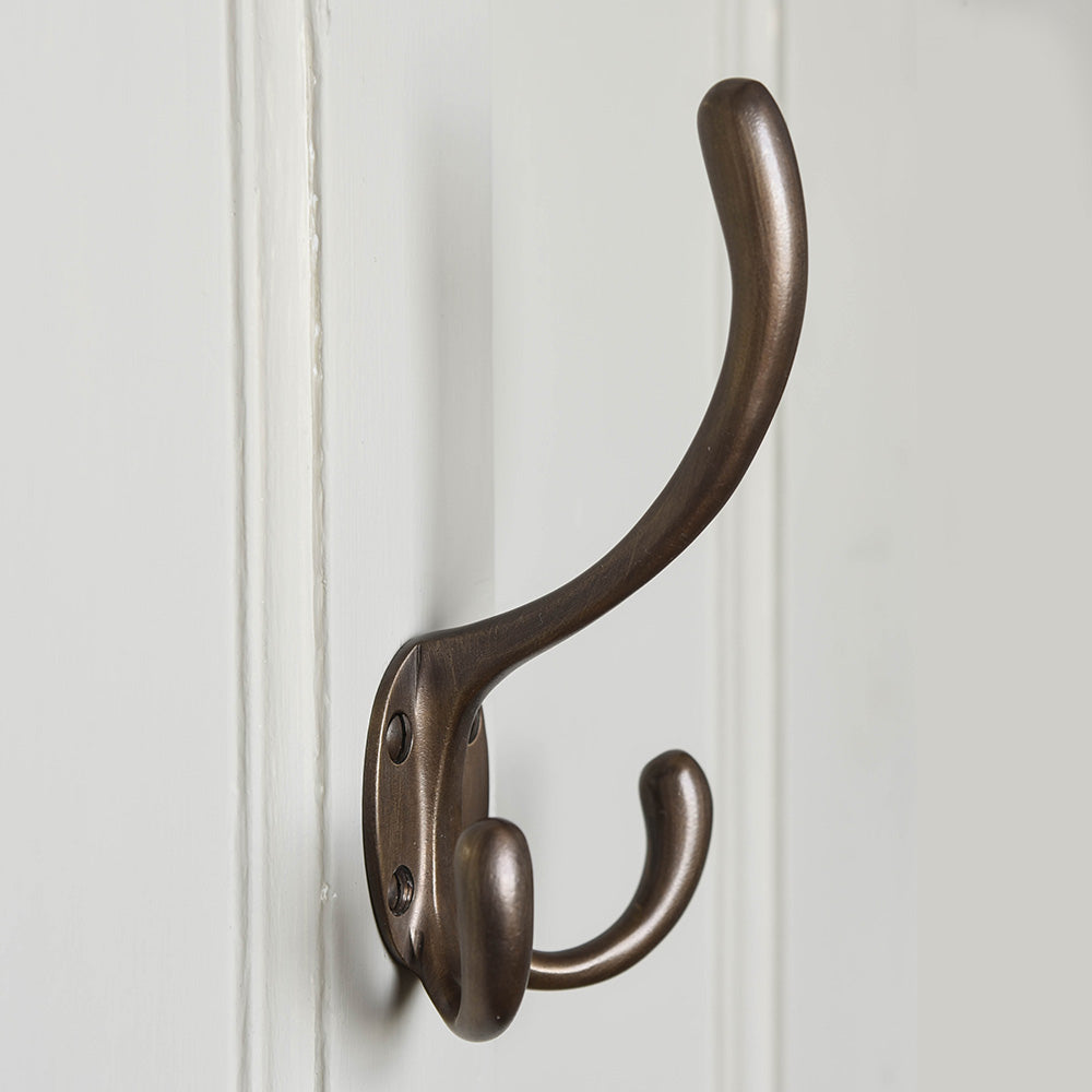 Vintage Distressed Antique Brass Triple Coat Hook - Heavy Duty Wall Mounted Hat Rack for Entryway, Bedroom & Bathroom Organization - Save $40 on Large Size