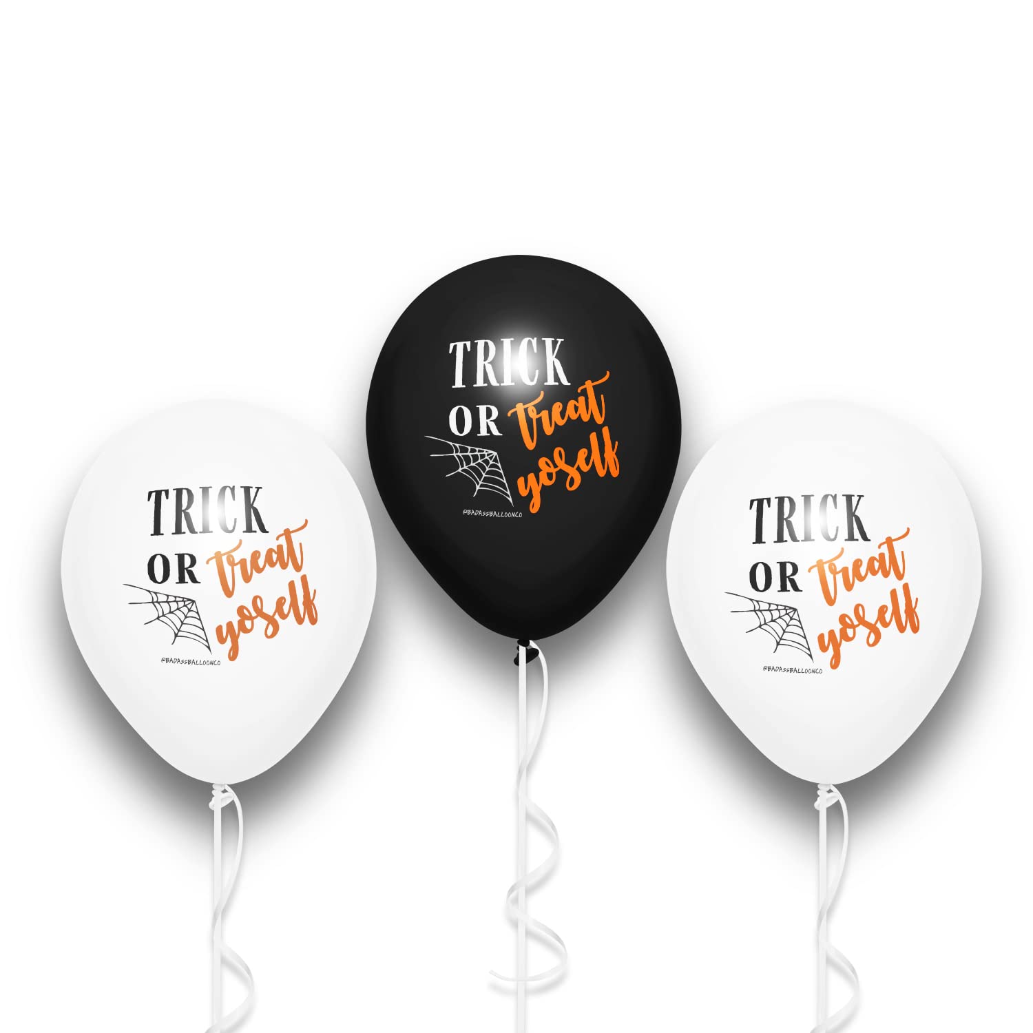 Badass Jumbo Halloween Spider Web Balloons - 12 Pack Black with White Ink | Spooky Party Decorations, Halloween Party Favors & Supplies | Perfect for Indoor & Outdoor Halloween Decor, Themed Parties, Haunted Houses & Photo Backdrops
