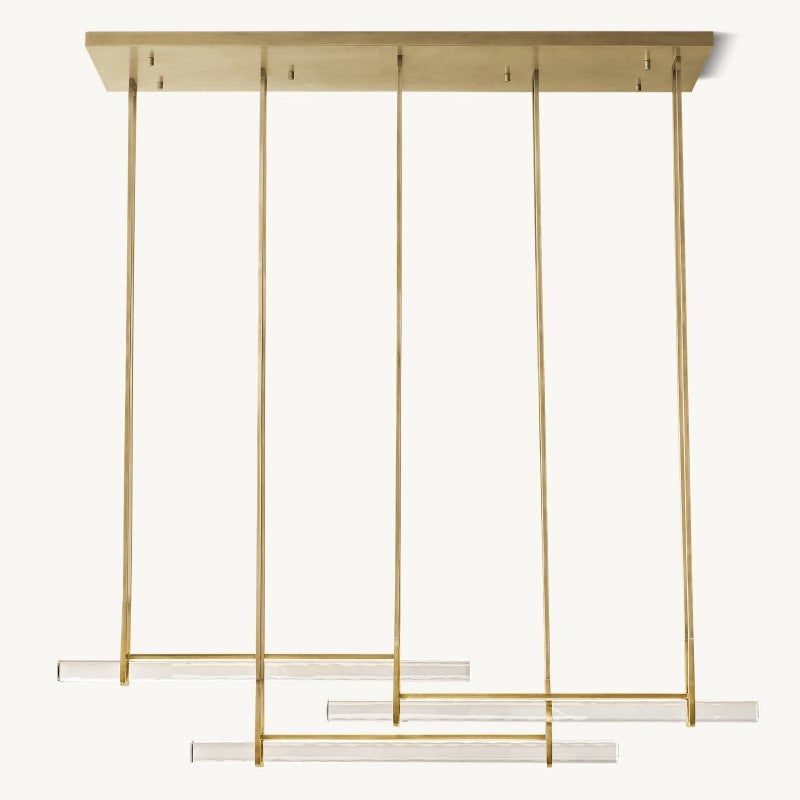 Modern Ausle Triple Bar Linear Chandelier - Sleek Gold Finish LED Hanging Light Fixture for Dining Room, Kitchen Island & Living Room Decor