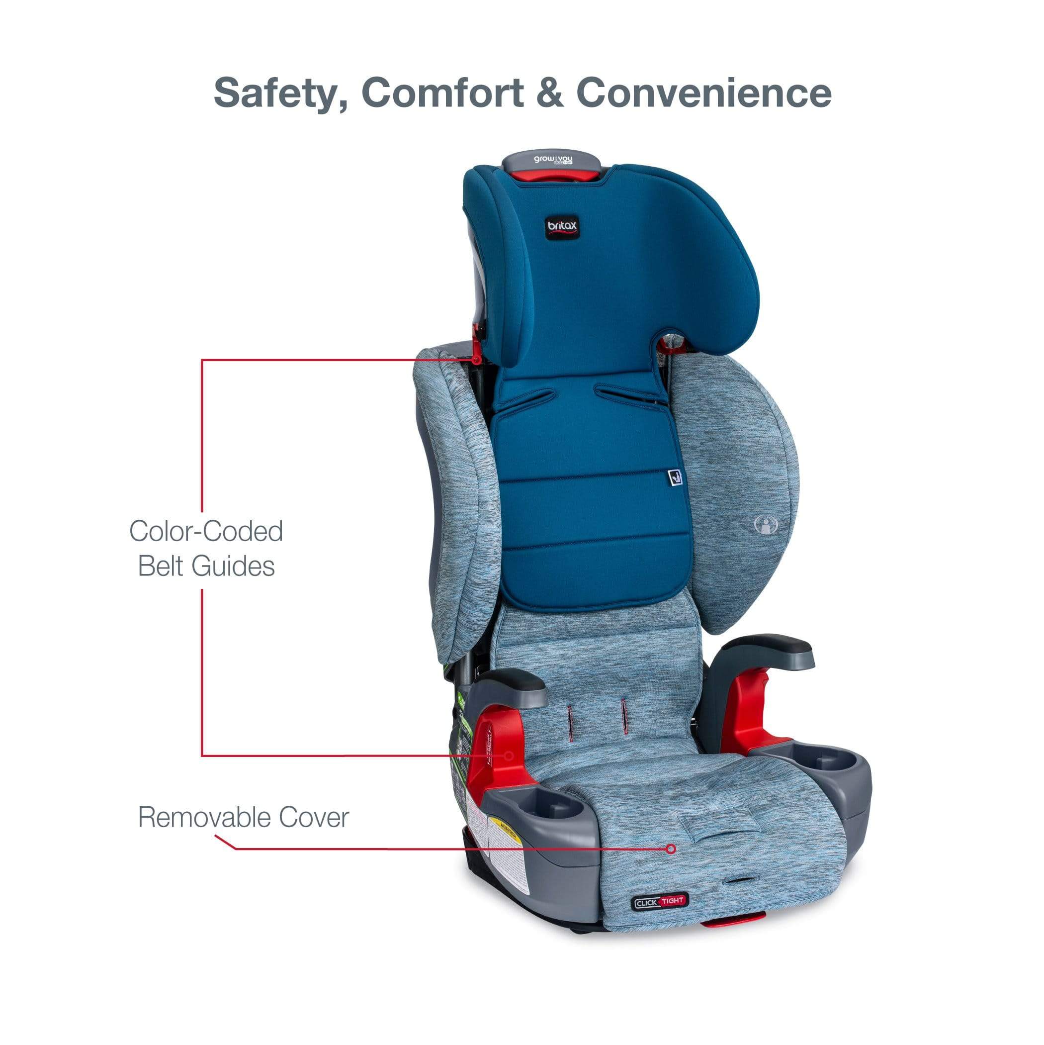 Britax Grow With You Clicktight Booster Car Seat - Safe & Adjustable for Kids 3-12 Years - Perfect for School, Travel & Family Road Trips