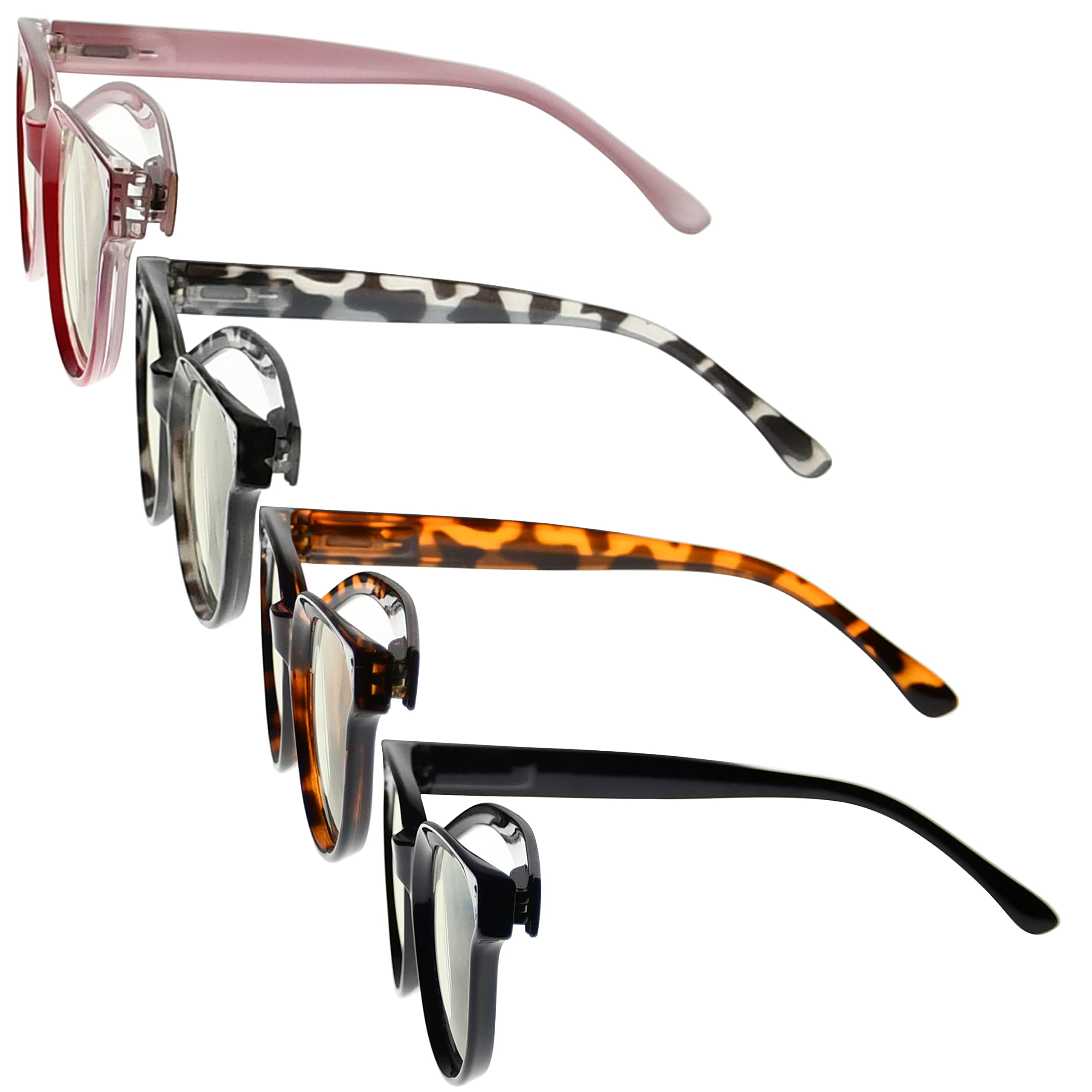 Blue Light Blocking Glasses for Women - 4 Pack, Stylish Computer & Reading Glasses for Work & Study